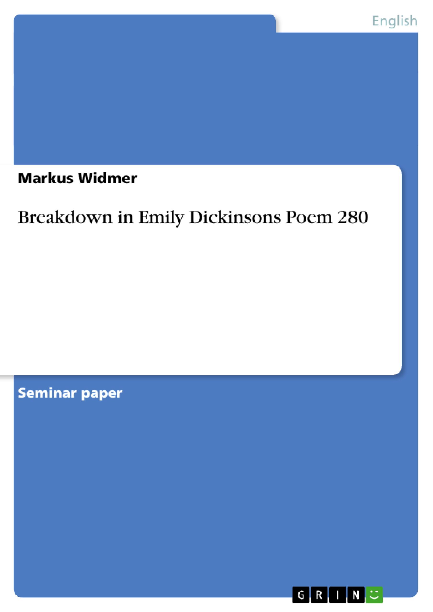 Vorderes Coverbild Breakdown in Emily Dickinsons Poem 280