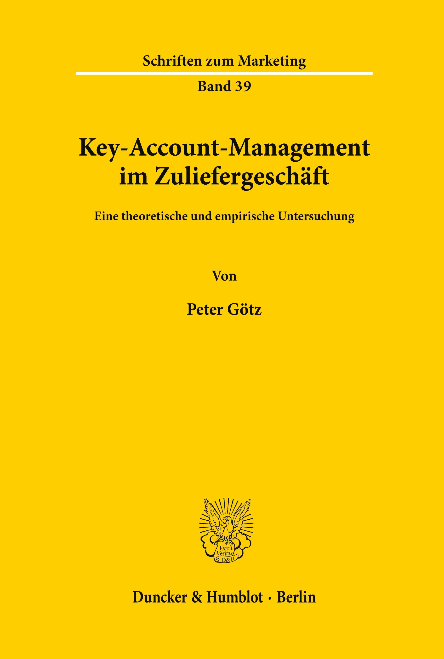 Vorderes Coverbild Key-Account-Management im Zuliefergeschäft.