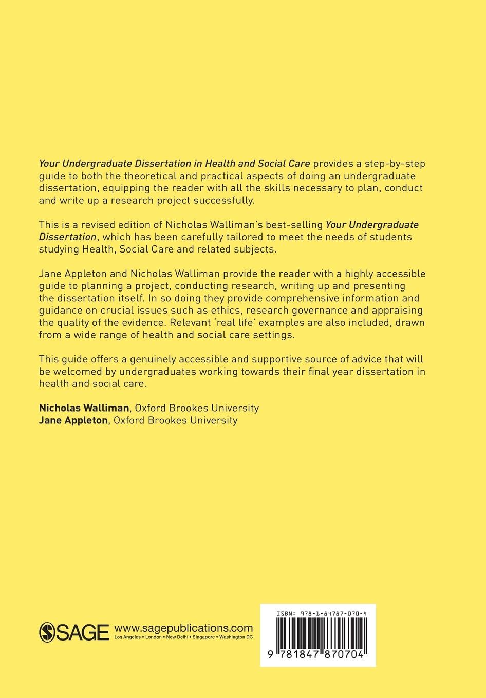 Rückseitencover Your Undergraduate Dissertation in Health and Social Care