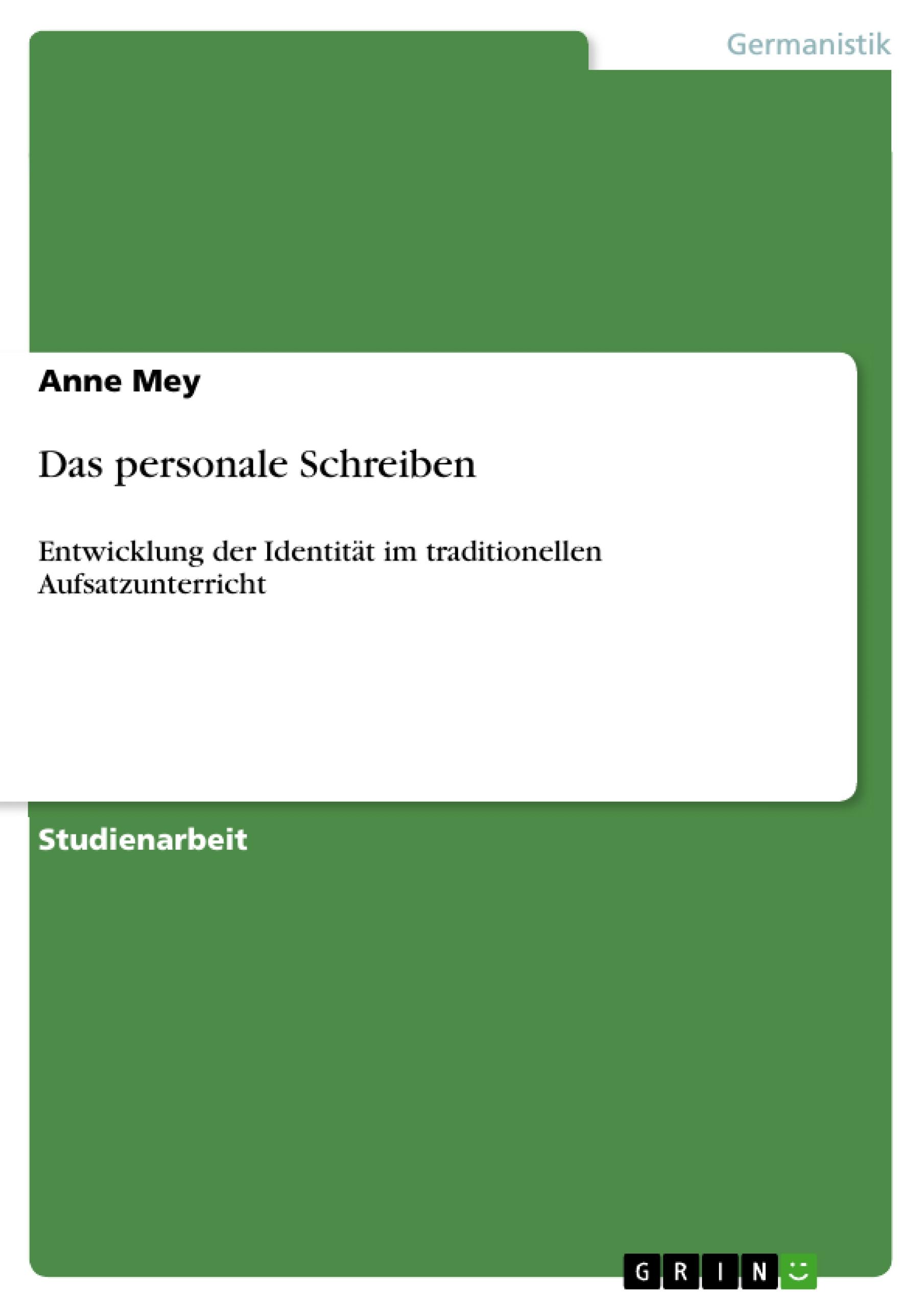 Vorderes Coverbild Das personale Schreiben