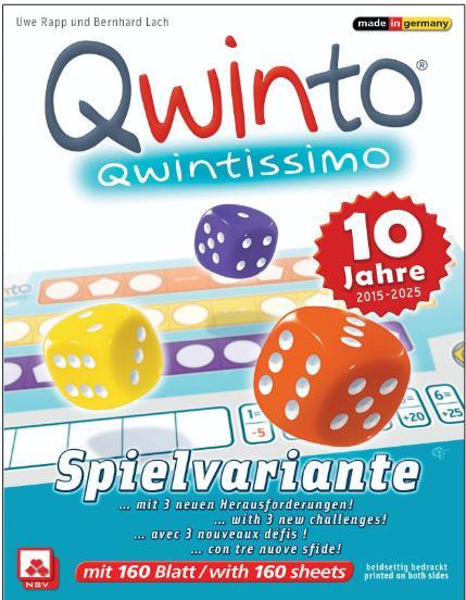 Vorderes Coverbild QWINTISSIMO - allererster Variantenblock für das Spiel Qwinto (ZUSATZBLÖCKE)