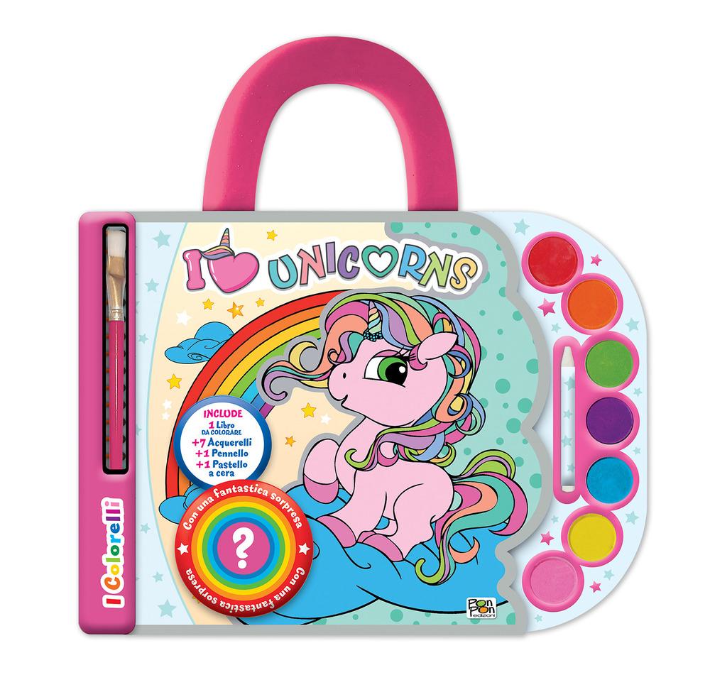 Vorderes Coverbild I love unicorns. Valigetta acquerelli. I colorelli