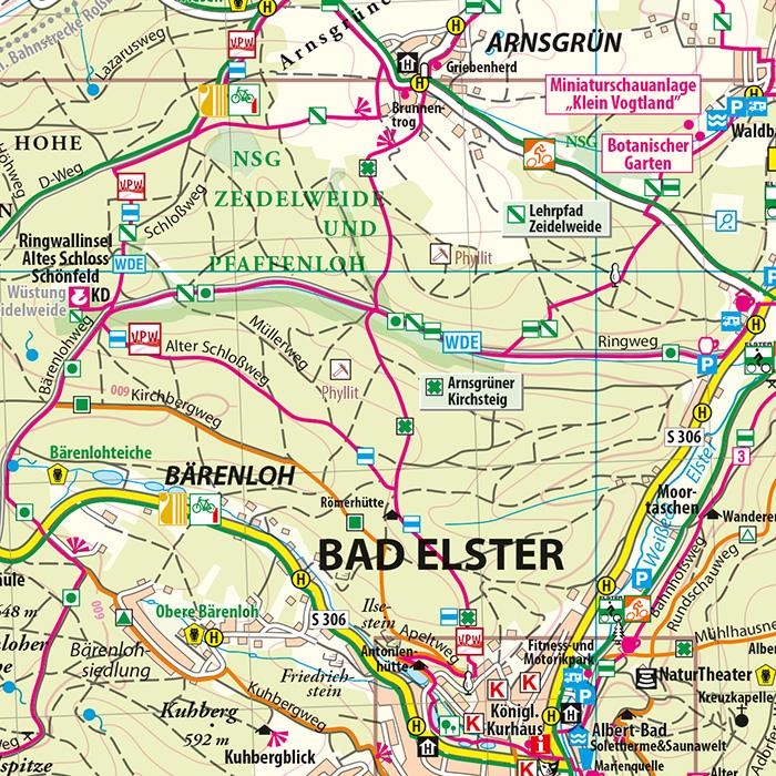 Beispielinhalt (Bild) Südliches Vogtland - Bäderregion Bad Elster - Bad Brambach - Frantiskovy Lazne - Cheb 1 : 33 000