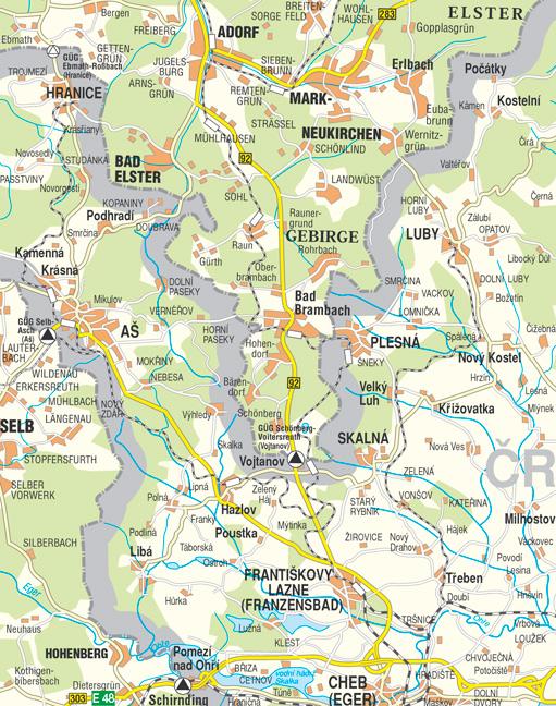 Beispielinhalt (Bild) Südliches Vogtland - Bäderregion Bad Elster - Bad Brambach - Frantiskovy Lazne - Cheb 1 : 33 000