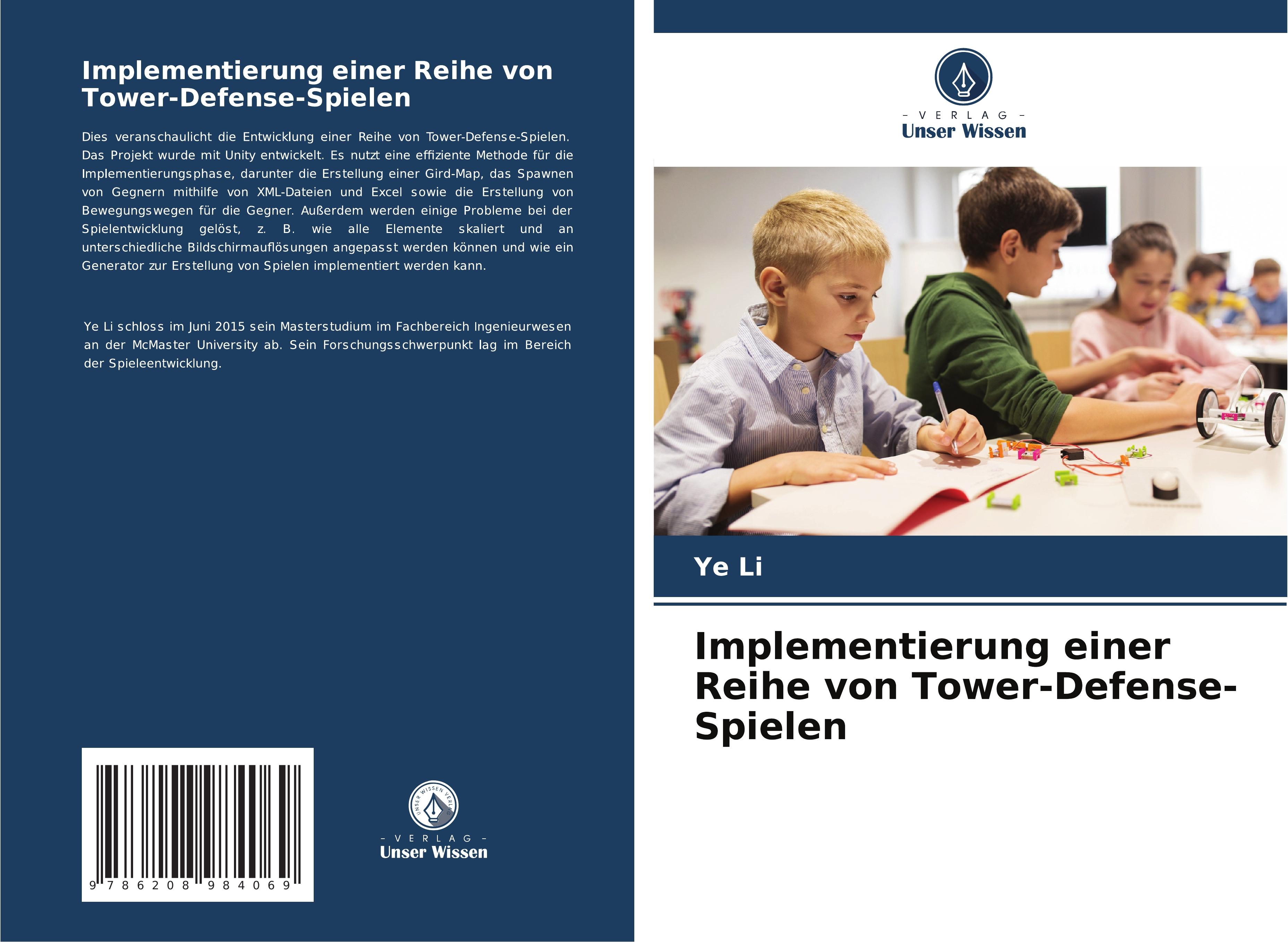 Vorderes Coverbild Implementierung einer Reihe von Tower-Defense-Spielen