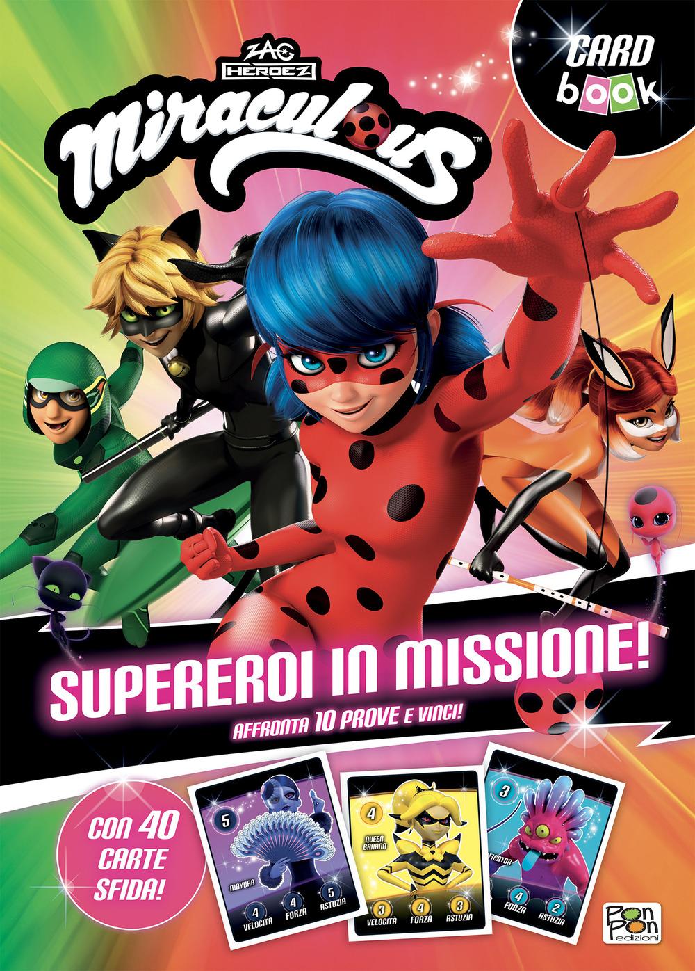 Vorderes Coverbild Supereroi in missione! Miraculous. Card book