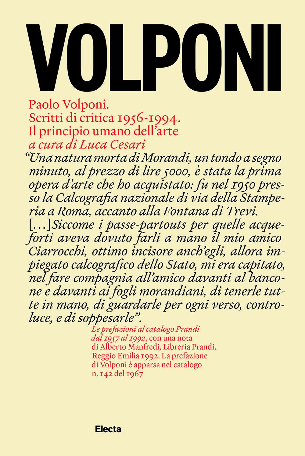 Vorderes Coverbild Paolo Volponi. Scritti di critica 1956-1994. Il principio umano dell'arte