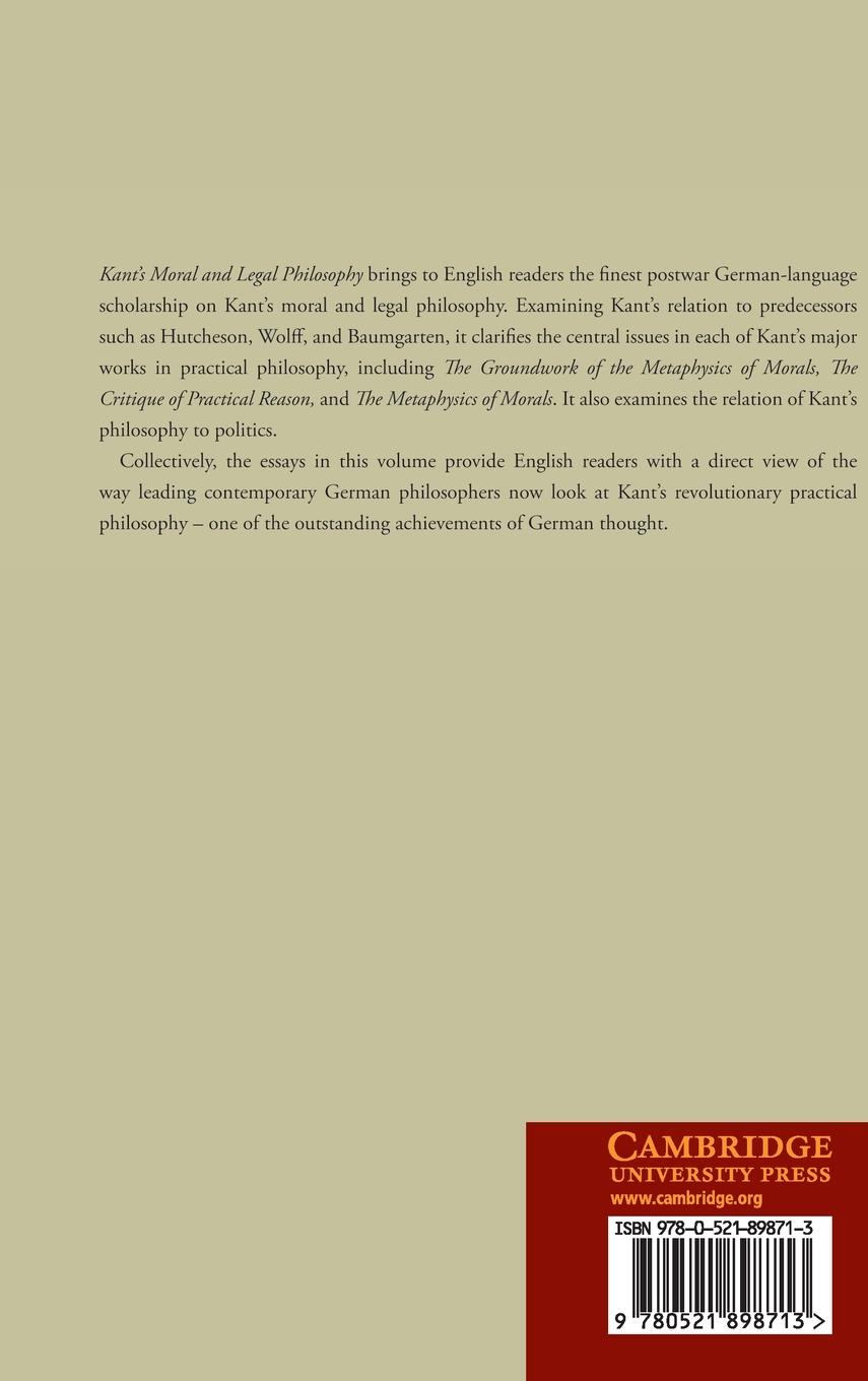Rückseitencover Kant's Moral and Legal Philosophy