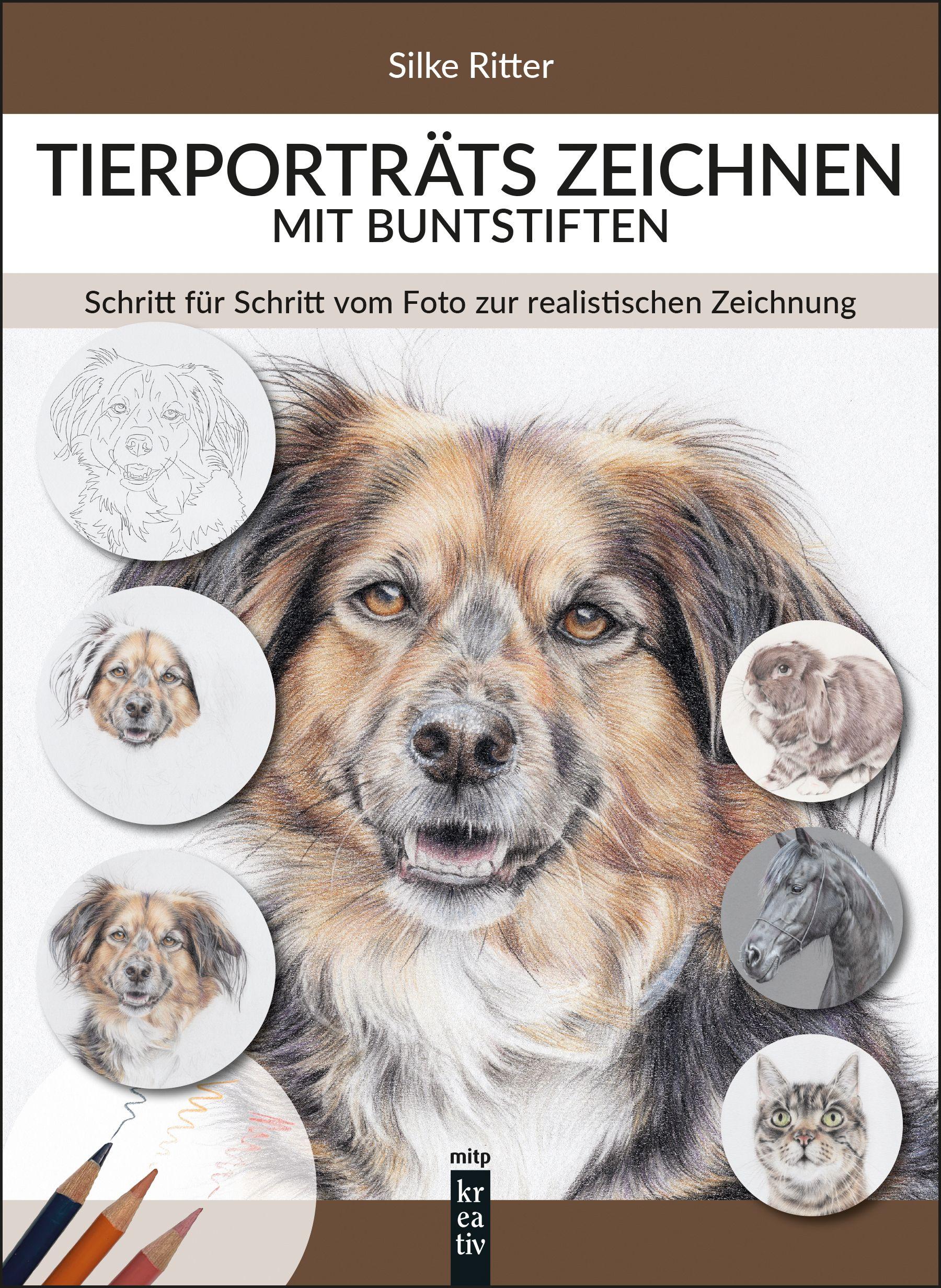 Vorderes Coverbild Tierporträts zeichnen mit Buntstiften
