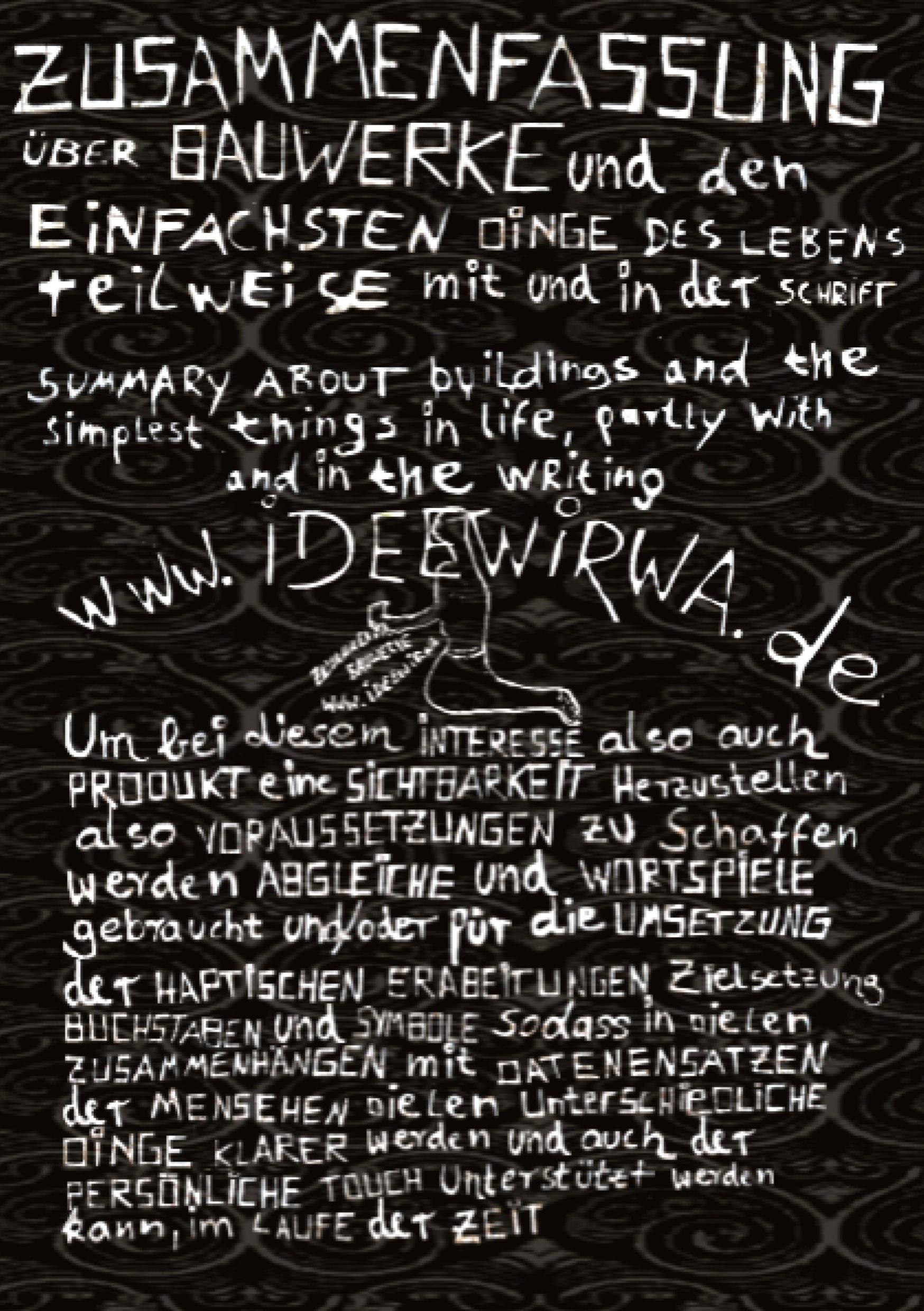 Vorderes Coverbild Zusammenfassung über Bauwerke und den Einfachsten Dingen des Lebens, teilweise mit und in der Schrift