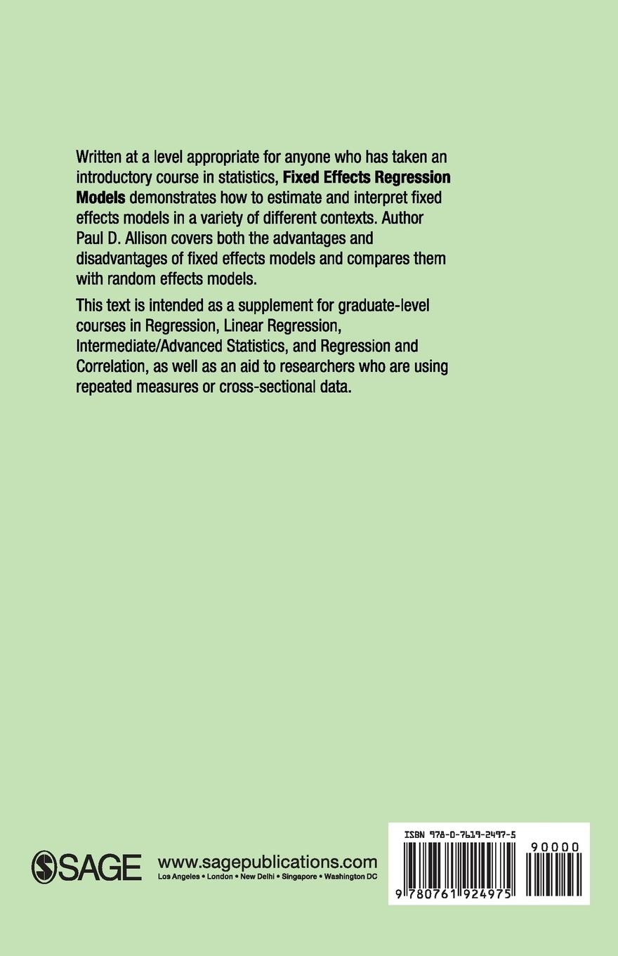 Rückseitencover Fixed Effects Regression Models