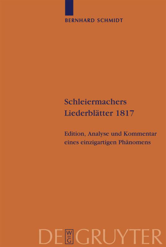 Vorderes Coverbild Schleiermachers Liederblätter 1817