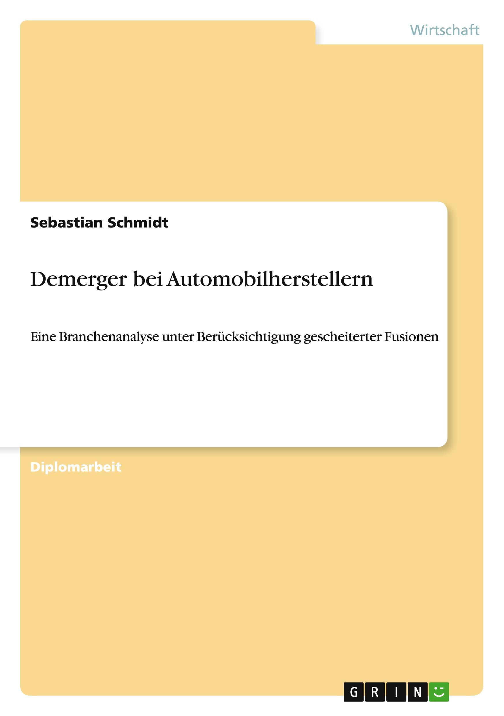 Vorderes Coverbild Demerger bei Automobilherstellern
