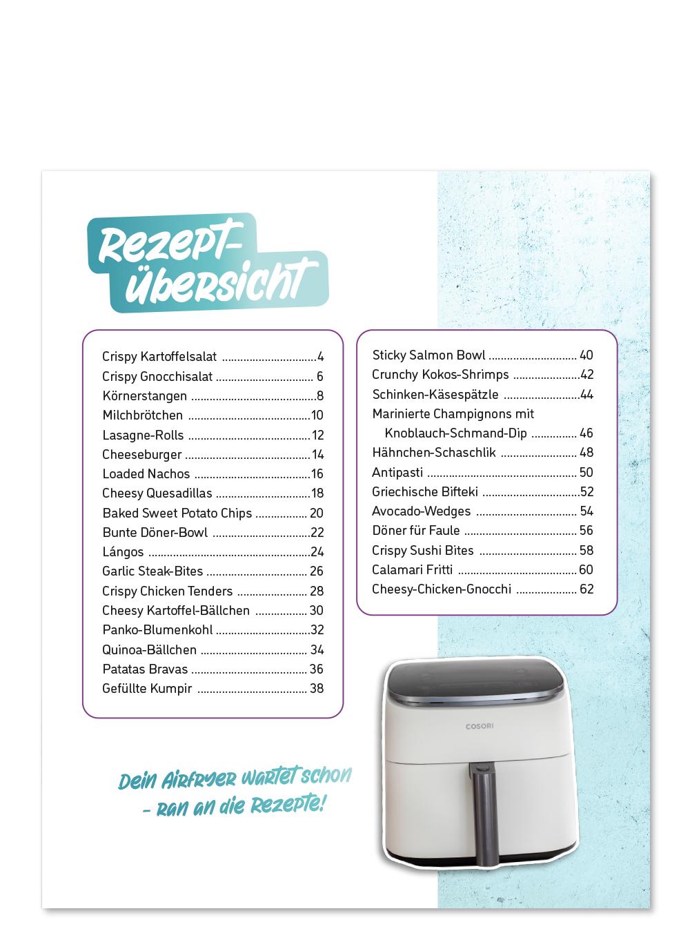 Beispielinhalt (Bild) Rezepte für den AIRFRYER