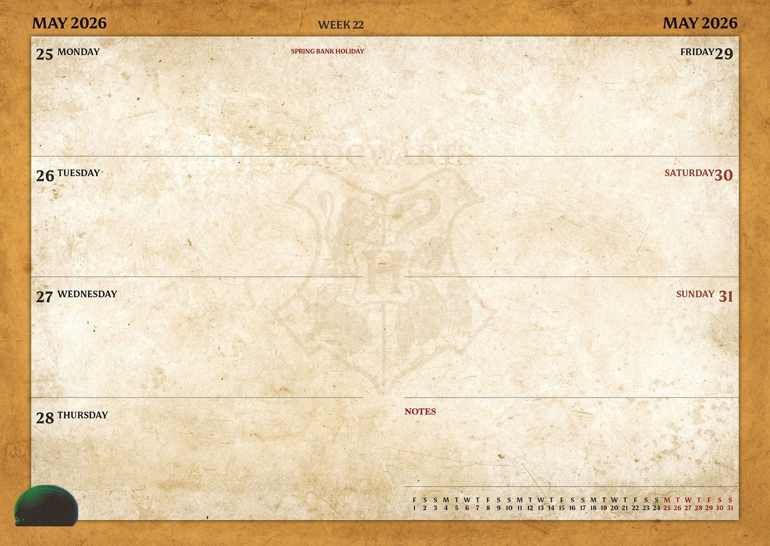 Beispielinhalt (Bild) Harry Potter - A5-Tischkalender 2026