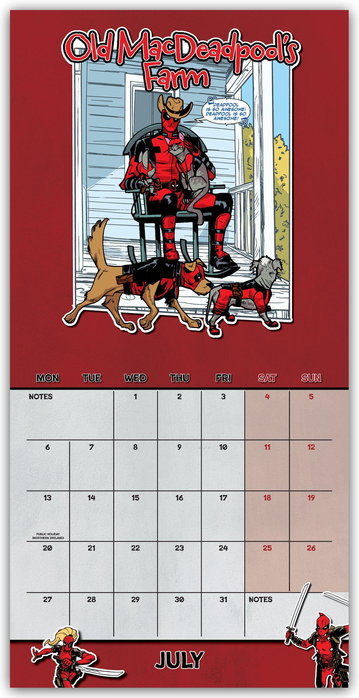 Beispielinhalt (Bild) Deadpool - Offizieller Kalender 2026
