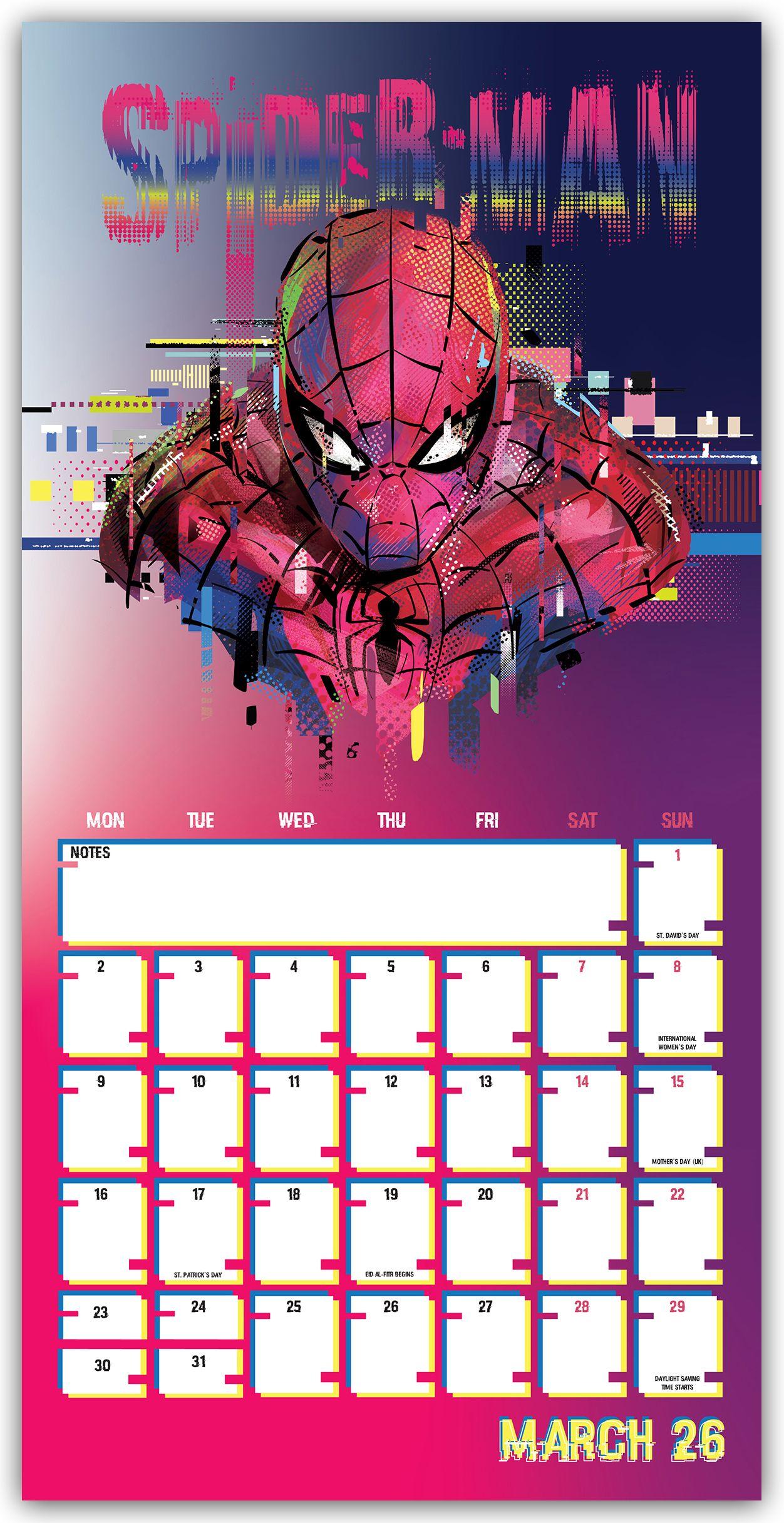 Beispielinhalt (Bild) Marvel Spider-Man - Spiderman - Offizieller Kalender 2026