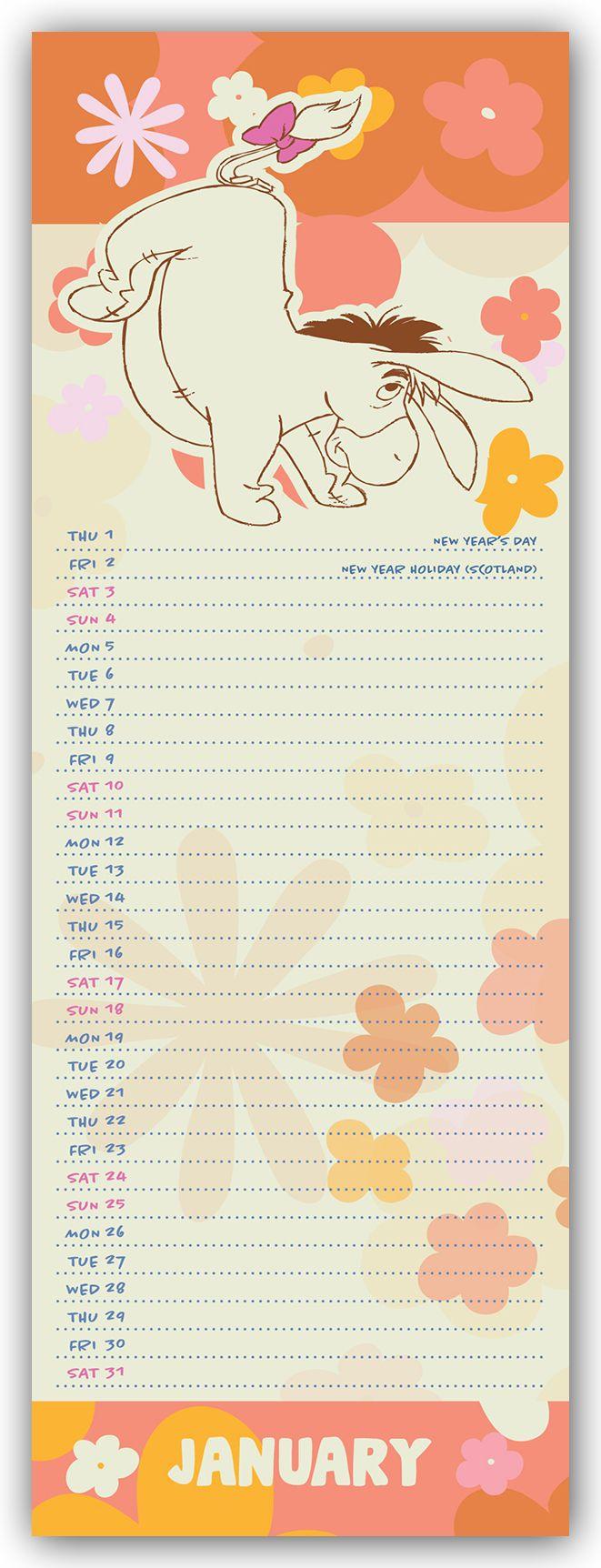 Beispielinhalt (Bild) Disney Eeyore - Eeyore 2026 - Slimline-Kalender