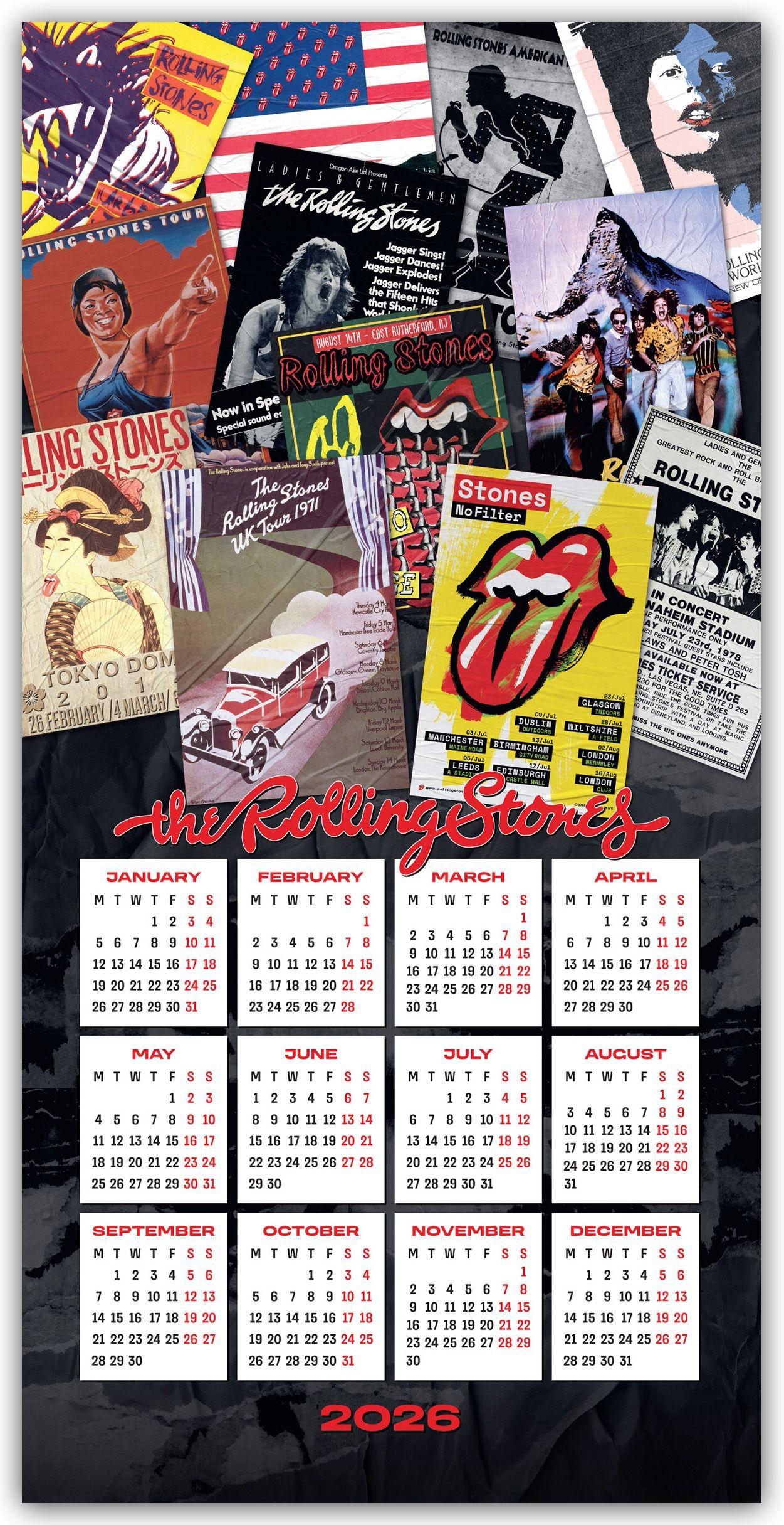 Beispielinhalt (Bild) The Rolling Stones - Die Rolling Stones 2026 - Wandkalender