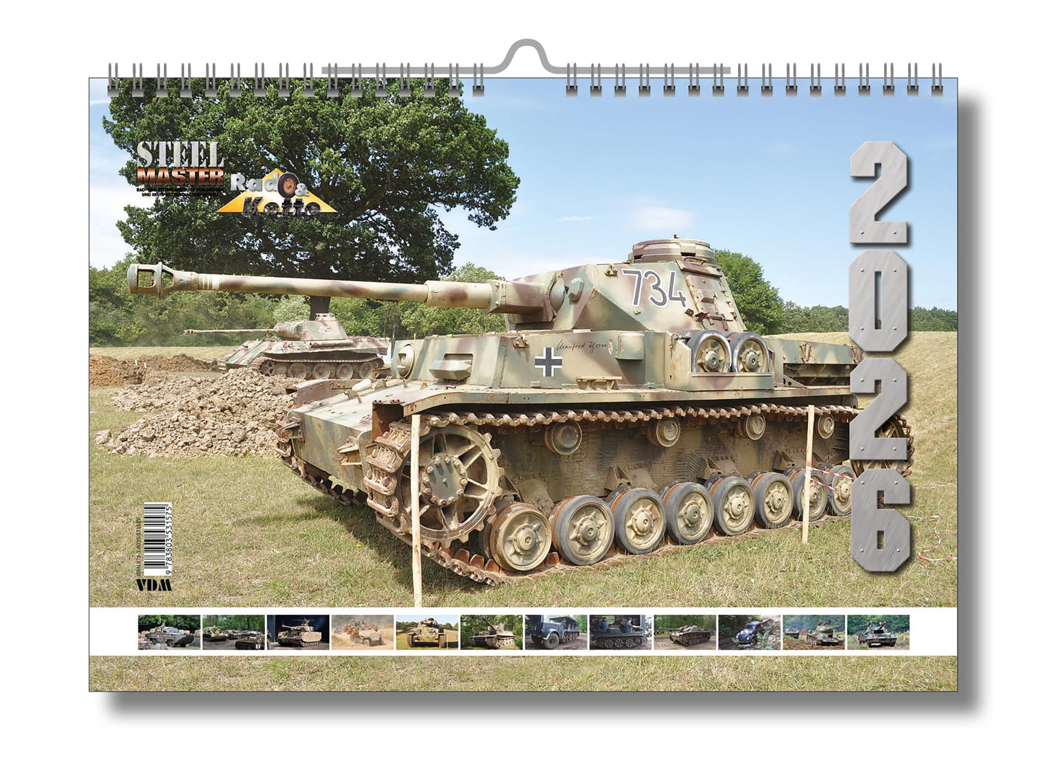 Vorderes Coverbild STEELMASTER 2026 - Panzerfahrzeuge - A3-Wandkalender - Original VDM Heinz Nickel-Kalender [Kalender]