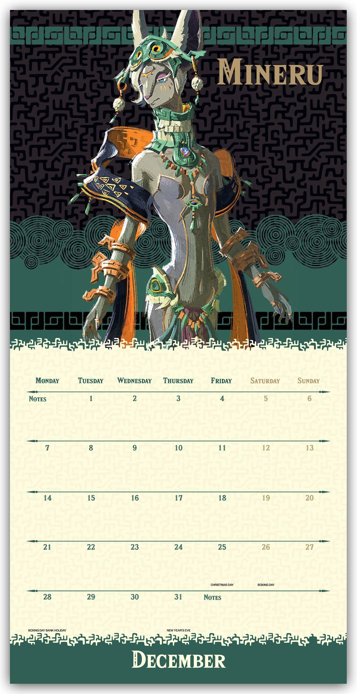 Beispielinhalt (Bild) Nintendo - The Legend of Zelda - Die Legende von Zelda 2026 - Wandkalender