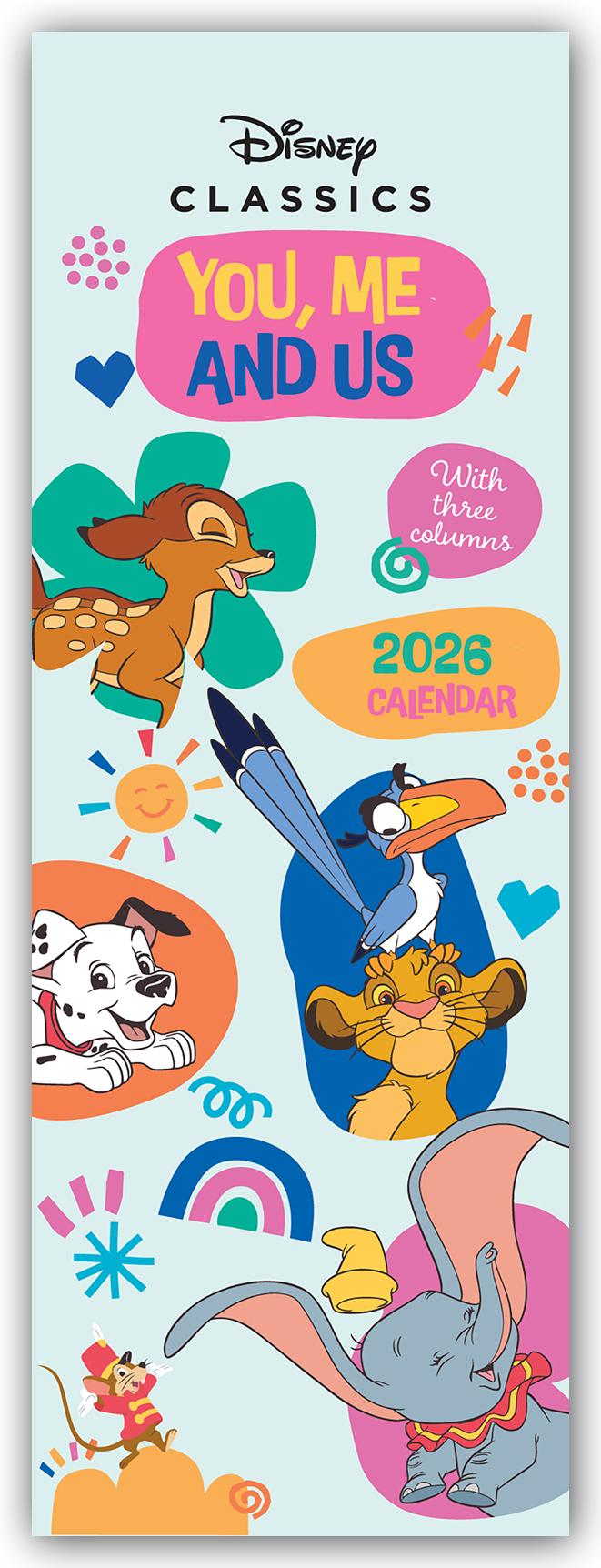 Vorderes Coverbild Disney Classics - You, Me and Us 2026 - Slimline-Kalender