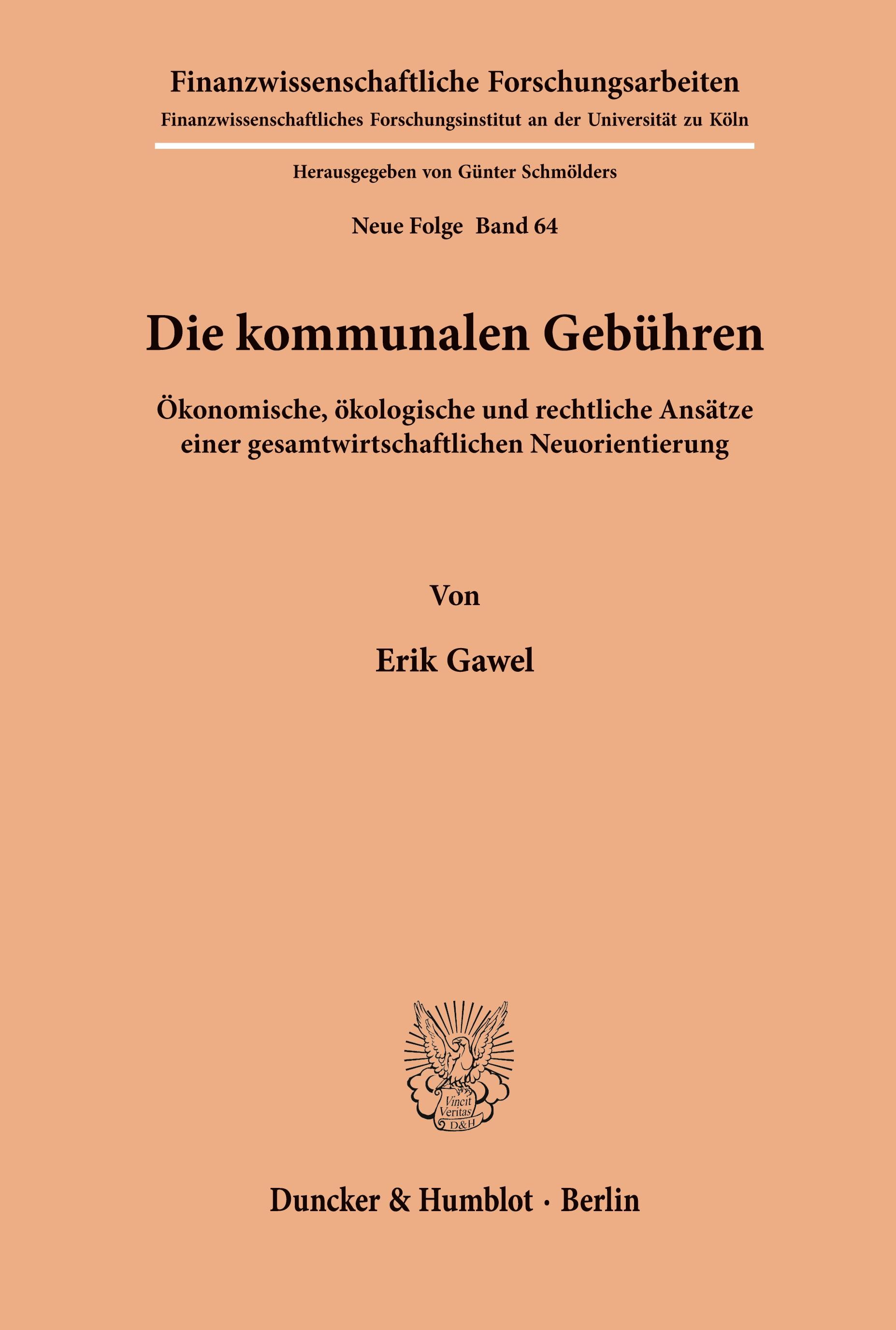 Vorderes Coverbild Die kommunalen Gebühren.