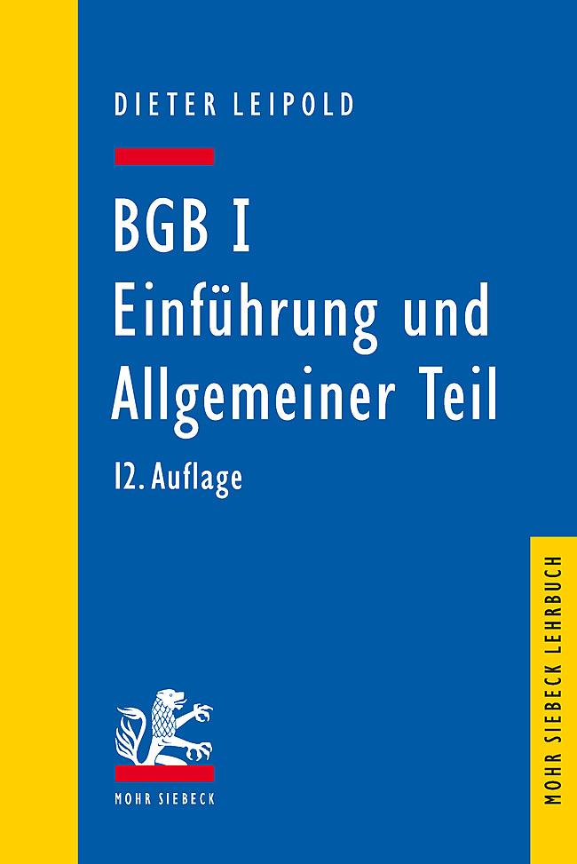 Vorderes Coverbild BGB I: Einführung und Allgemeiner Teil