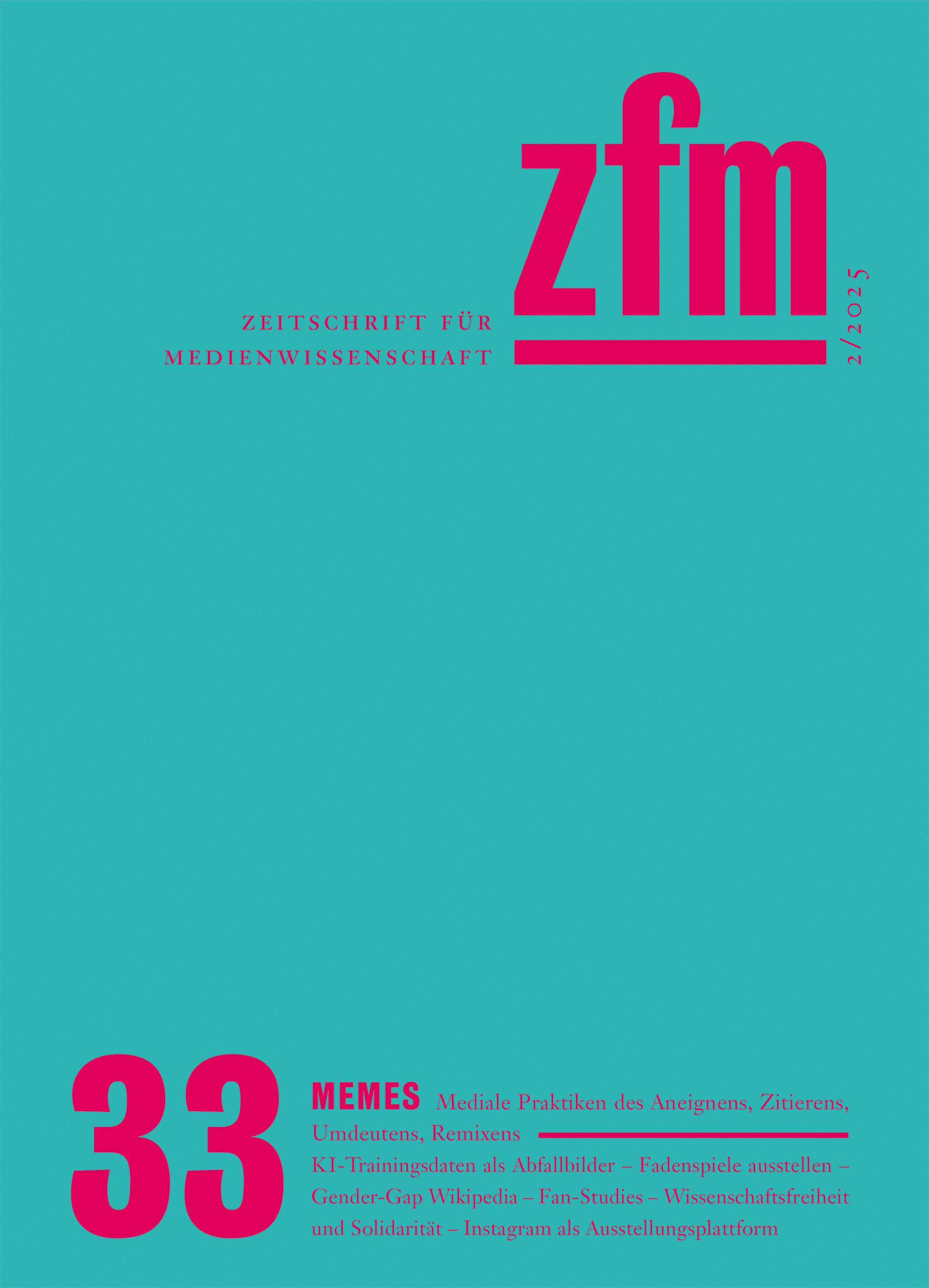 Vorderes Coverbild Zeitschrift für Medienwissenschaft 33