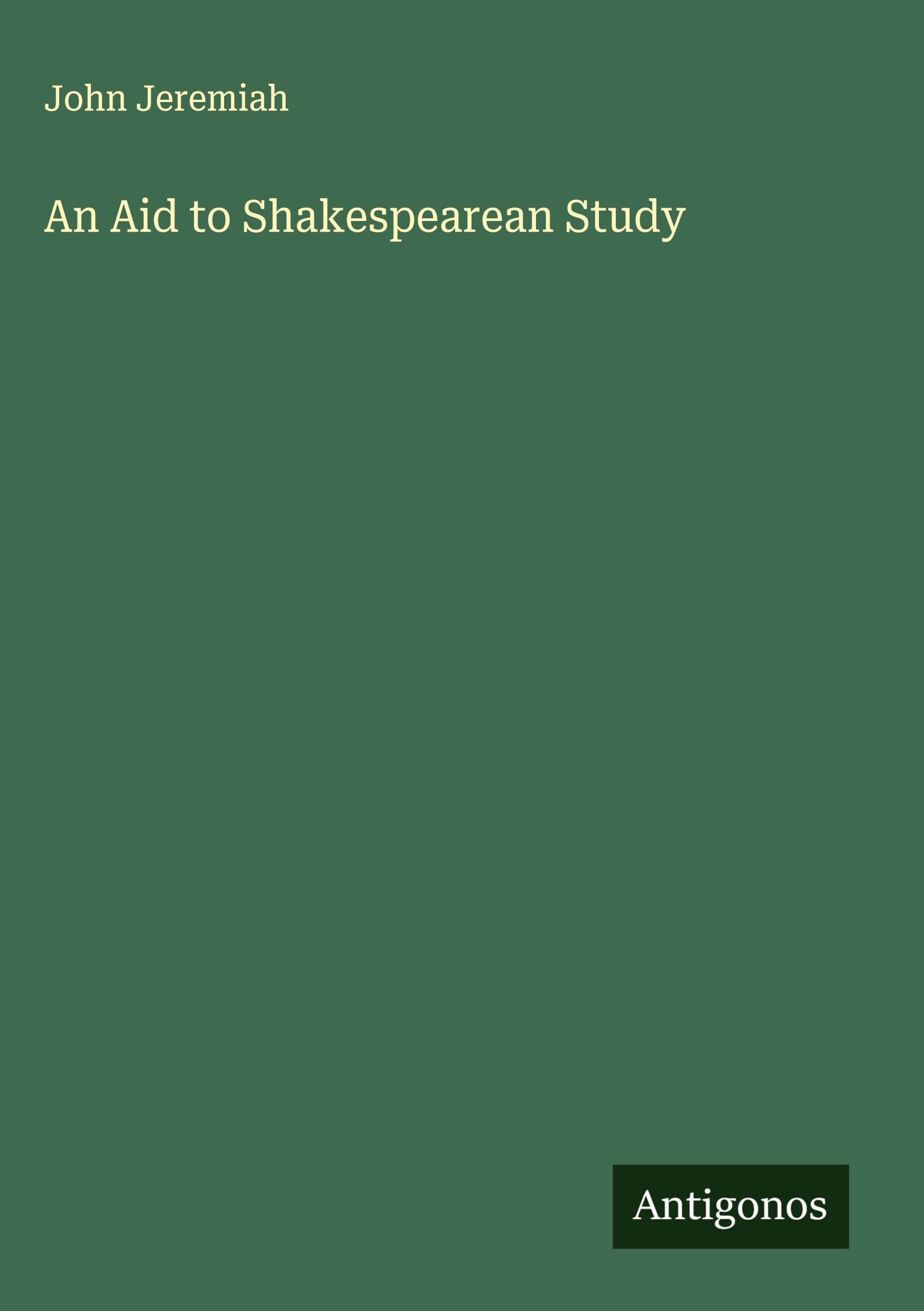 Vorderes Coverbild An Aid to Shakespearean Study