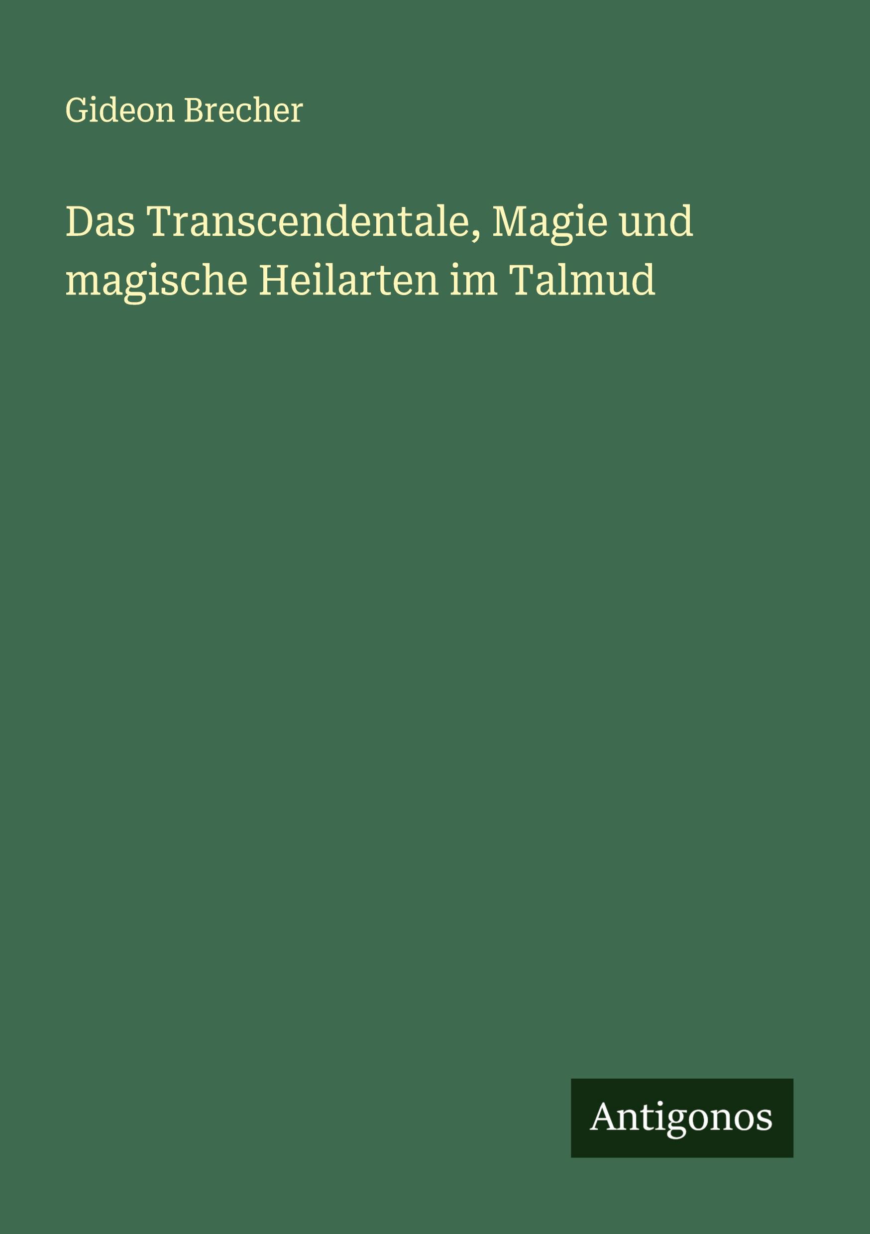 Vorderes Coverbild Das Transcendentale, Magie und magische Heilarten im Talmud