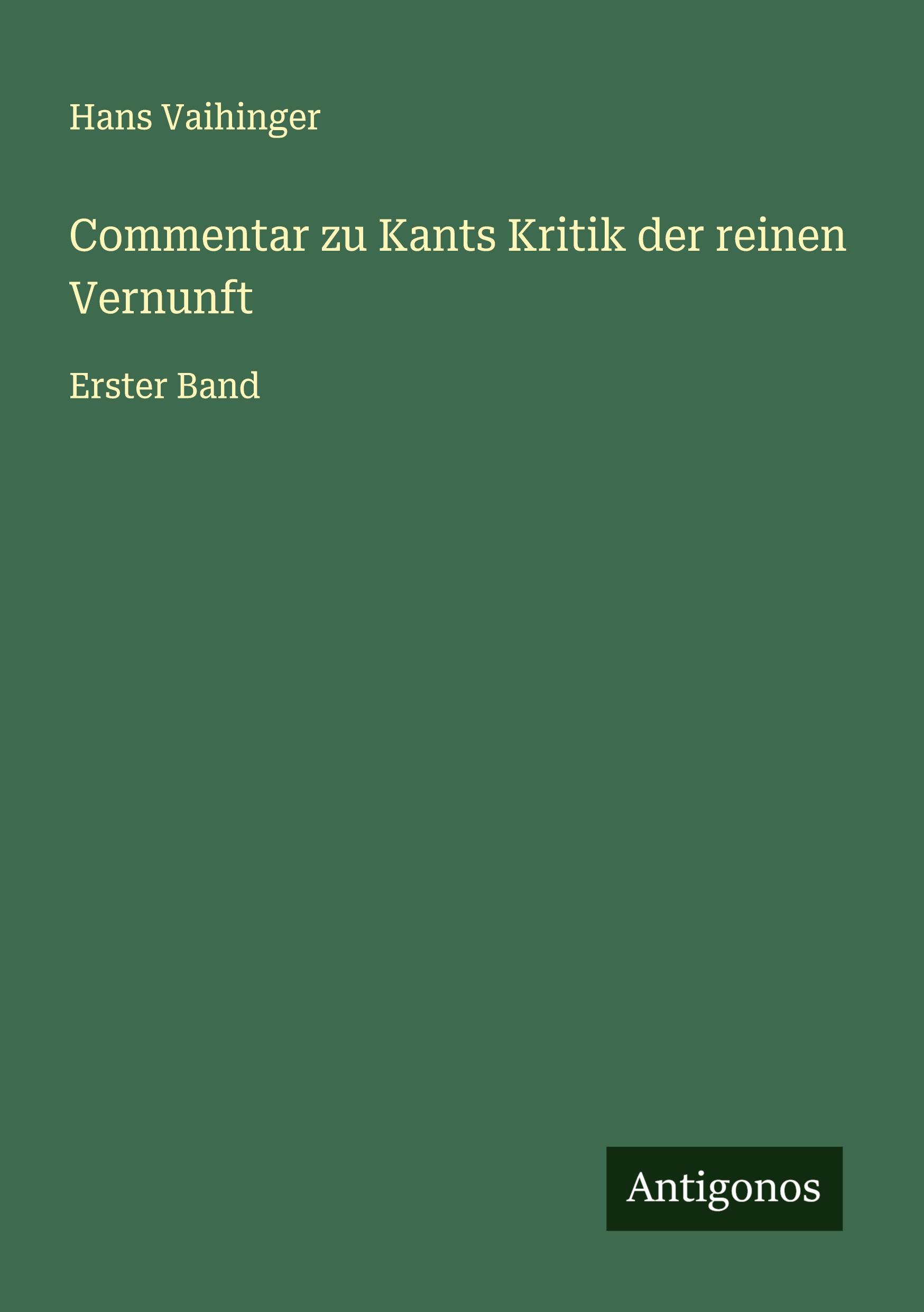 Vorderes Coverbild Commentar zu Kants Kritik der reinen Vernunft