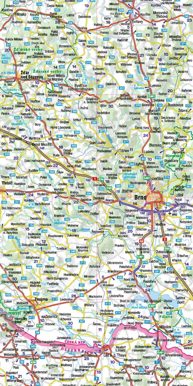 Beispielinhalt (Bild) MoTourMaps Tschechien & Slowakei Auto- und Motorradkarte 1:600.000