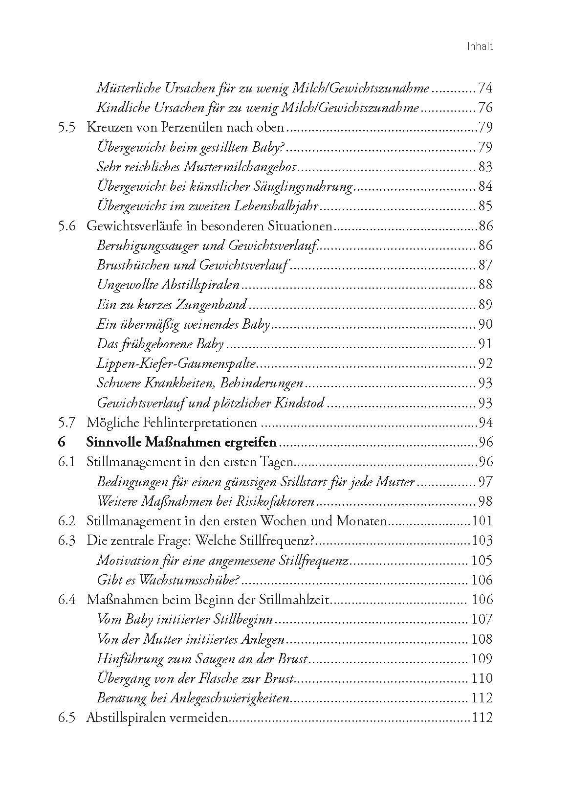 Beispielinhalt (Bild) Gewichtsverlauf und Stillen