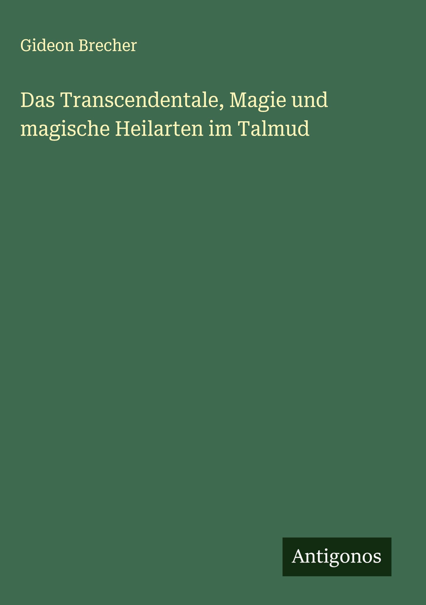 Vorderes Coverbild Das Transcendentale, Magie und magische Heilarten im Talmud