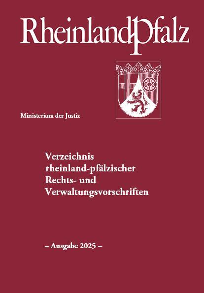 Vorderes Coverbild Verzeichnis rheinland-pfälzischer Rechts- und Verwaltungsvorschriften