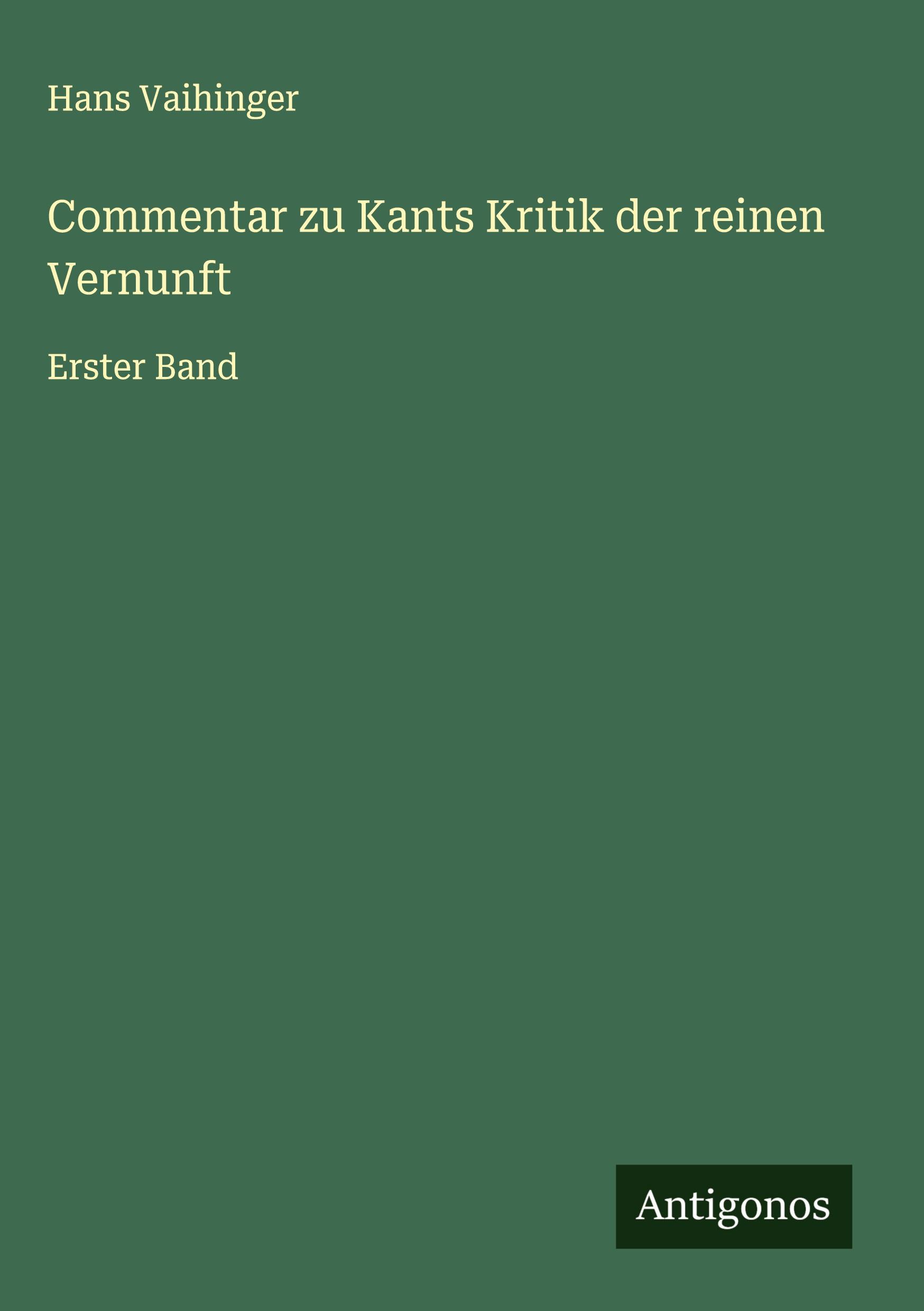 Vorderes Coverbild Commentar zu Kants Kritik der reinen Vernunft