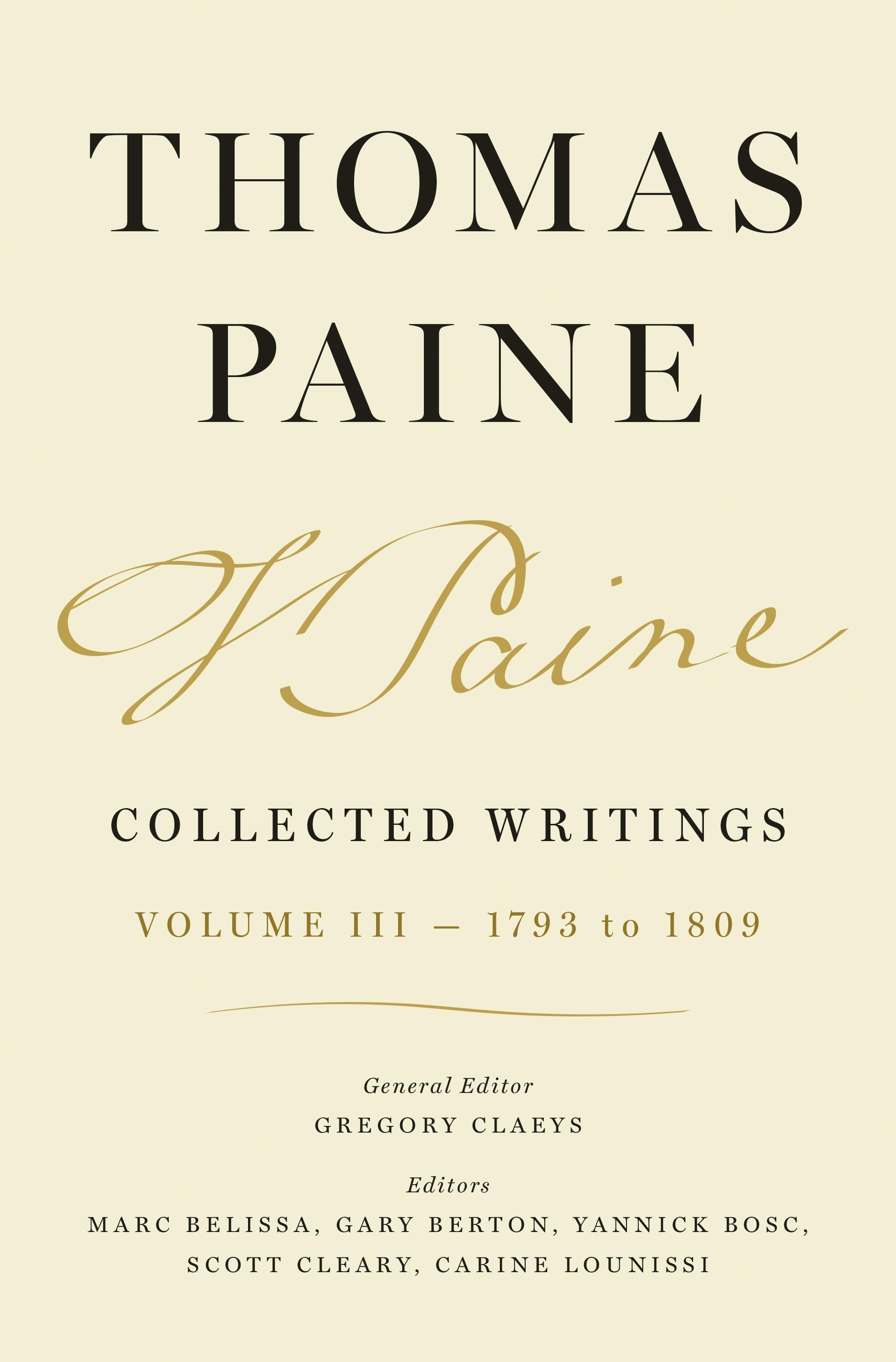 Vorderes Coverbild Thomas Paine Collected Writings, Volume 3