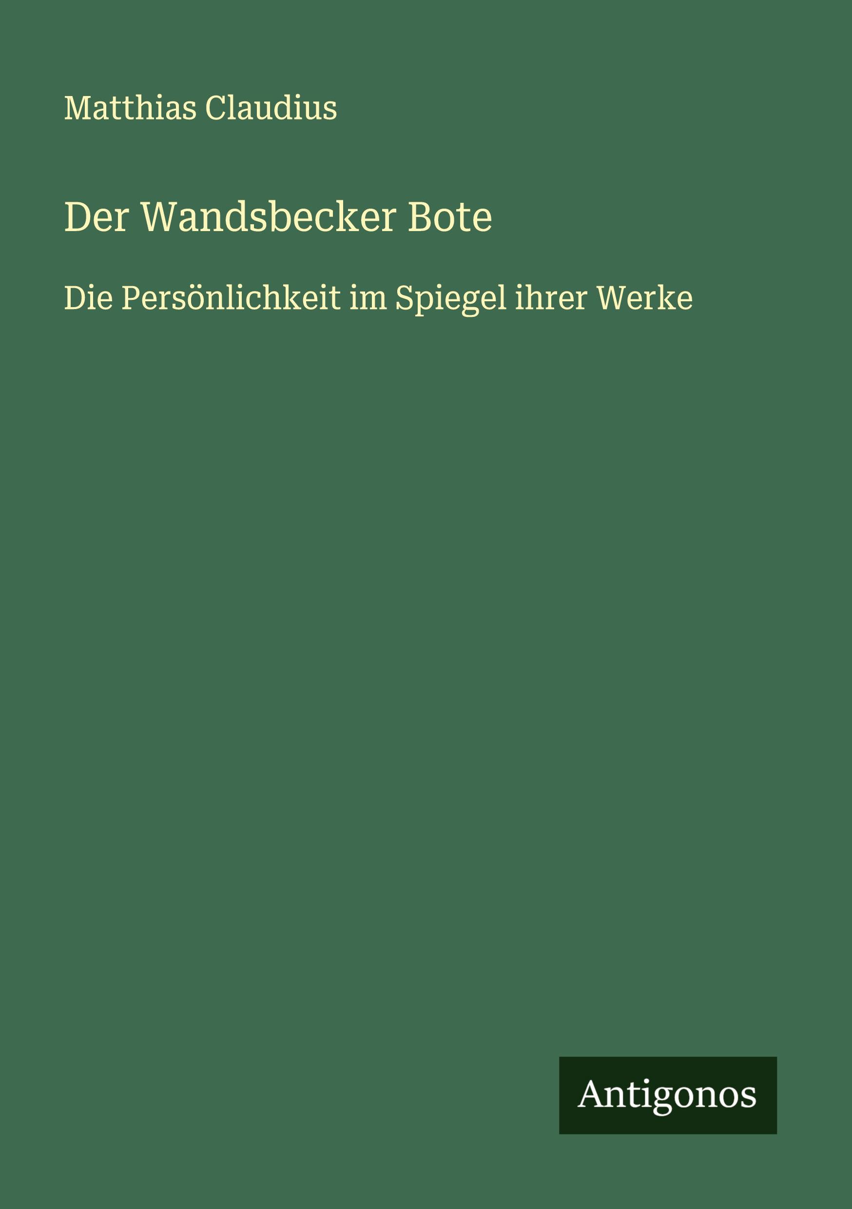 Vorderes Coverbild Der Wandsbecker Bote