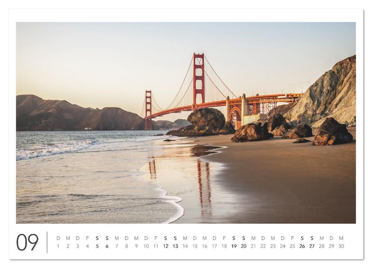Beispielinhalt (Bild) California Highway No. 1 - Die schönste Küstenstraße der USA (Wandkalender 2026 DIN A2 quer), CALVENDO Monatskalender