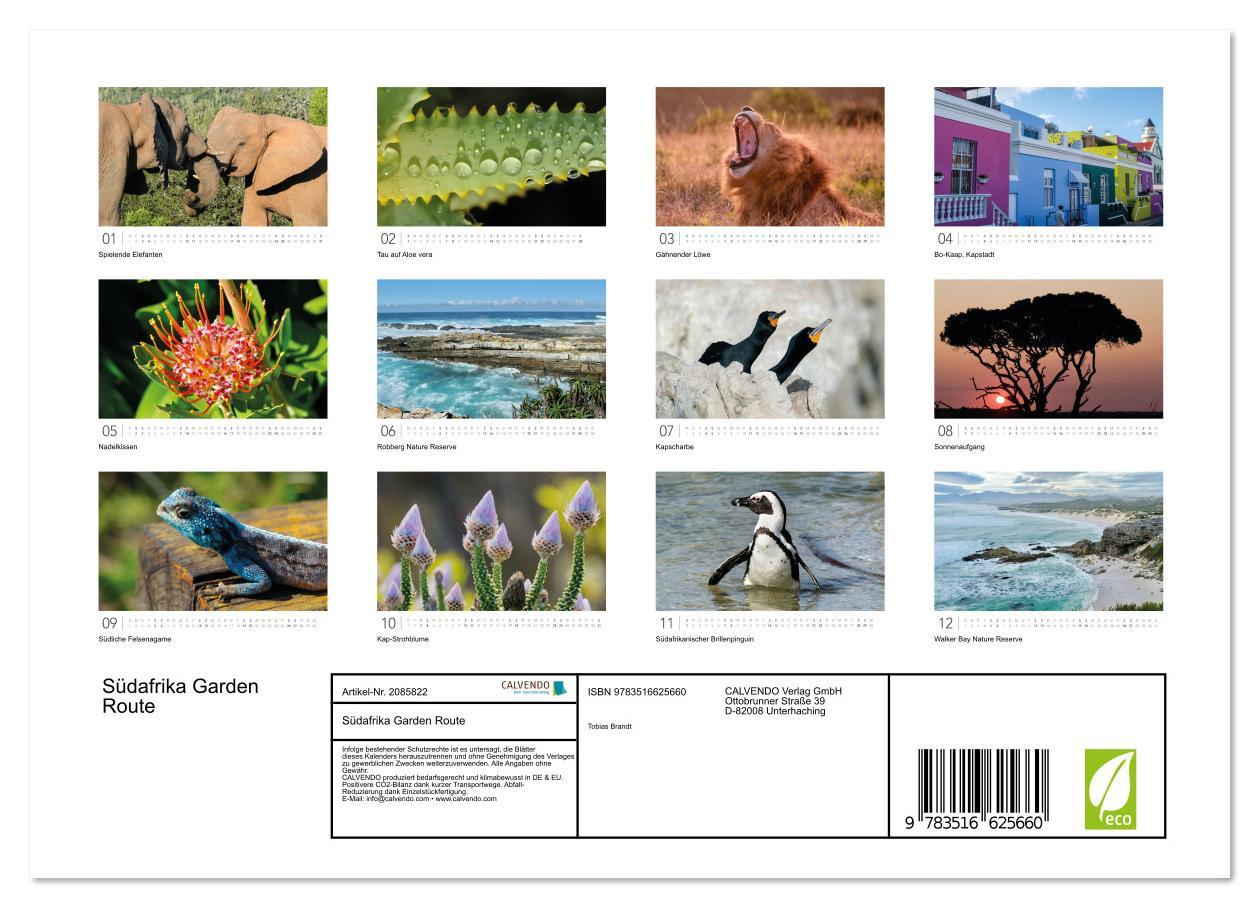 Beispielinhalt (Bild) Südafrika Garden Route (Wandkalender 2026 DIN A4 quer), CALVENDO Monatskalender