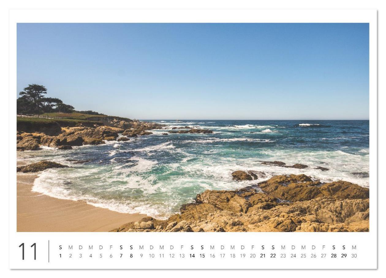 Beispielinhalt (Bild) California Highway No. 1 - Die schönste Küstenstraße der USA (Wandkalender 2026 DIN A4 quer), CALVENDO Monatskalender