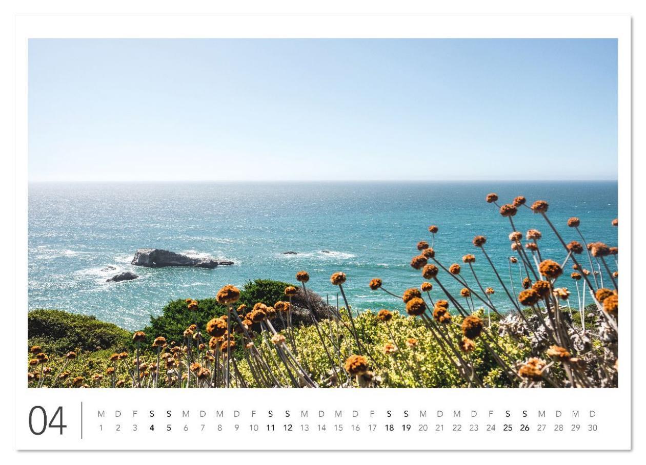 Beispielinhalt (Bild) California Highway No. 1 - Die schönste Küstenstraße der USA (Wandkalender 2026 DIN A3 quer), CALVENDO Monatskalender
