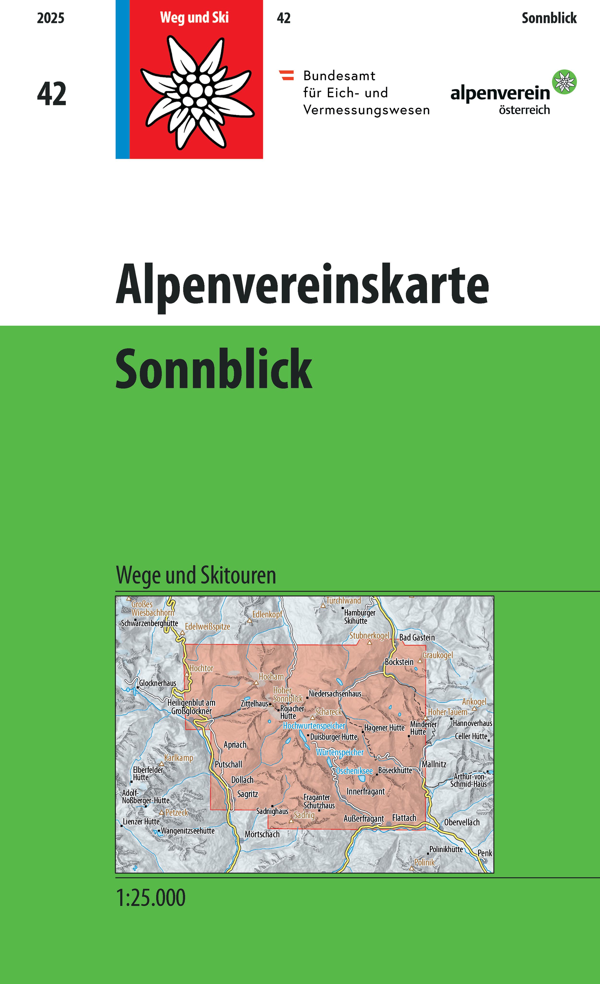 Vorderes Coverbild DAV Alpenvereinskarte 42 Sonnblick 1:25000
