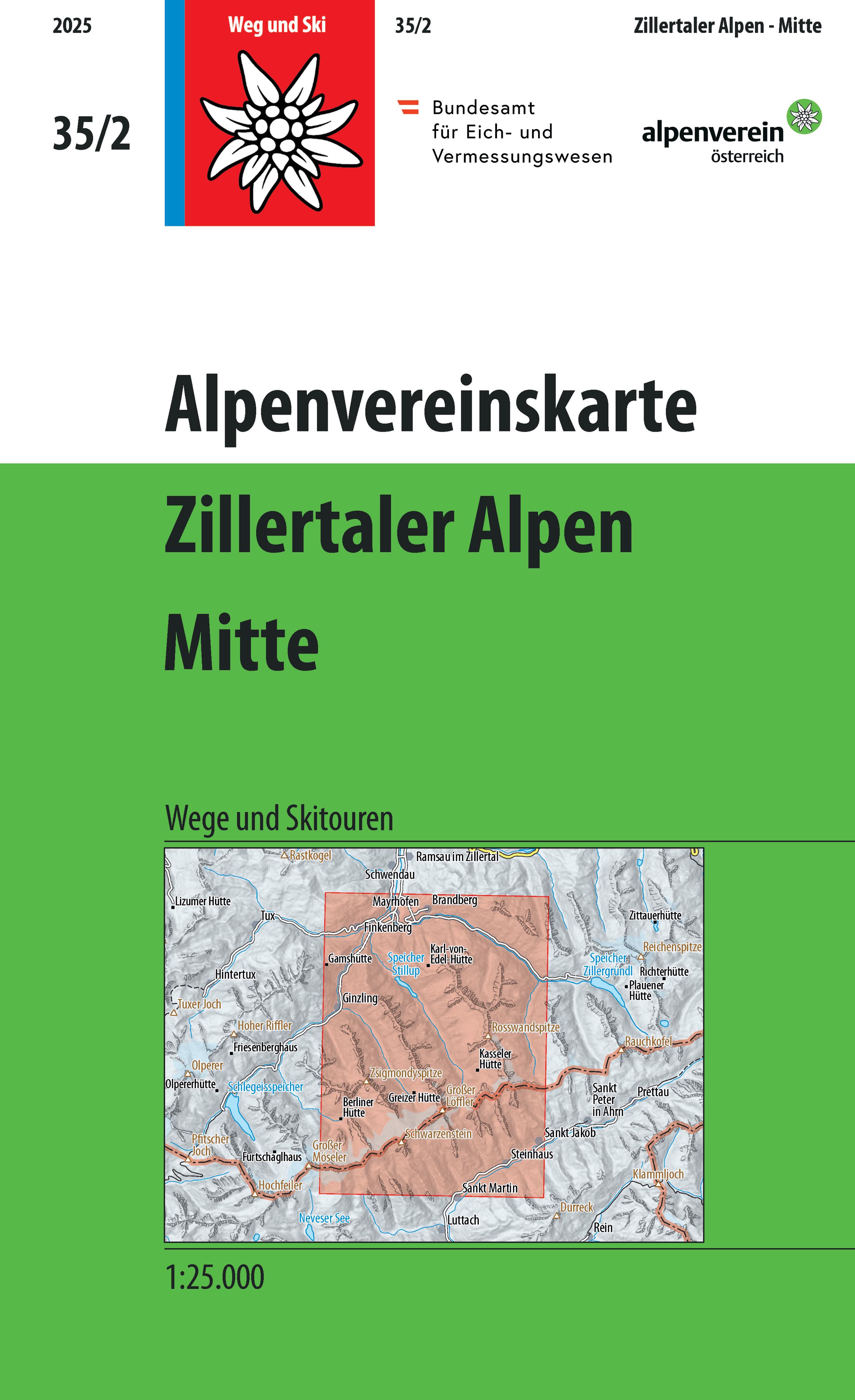 Vorderes Coverbild Alpenvereinskarte 1:25000