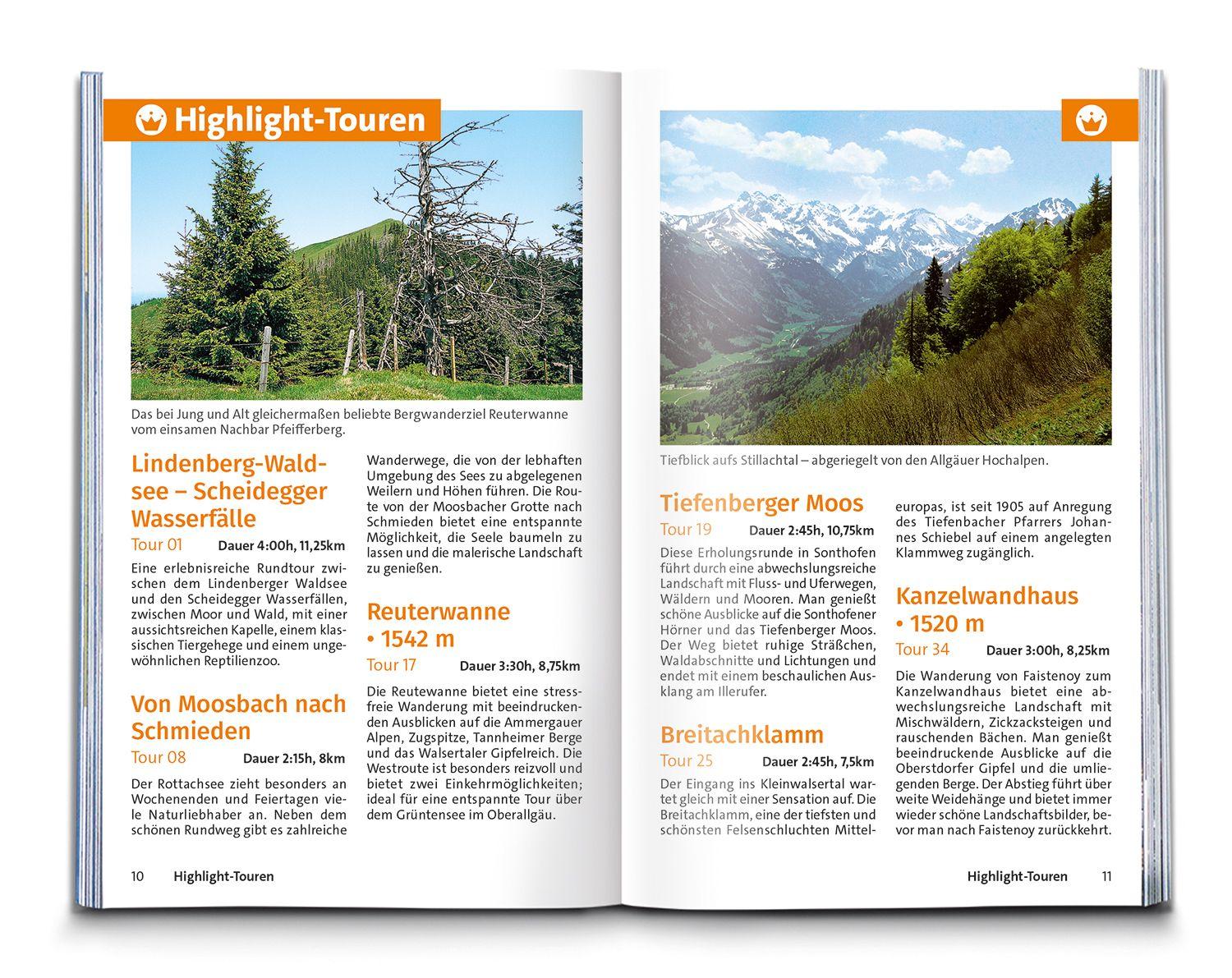 Beispielinhalt (Bild) KOMPASS Wanderführer Allgäuer Alpen, einfache Wanderungen, 35 Touren mit Extra-Tourenkarte