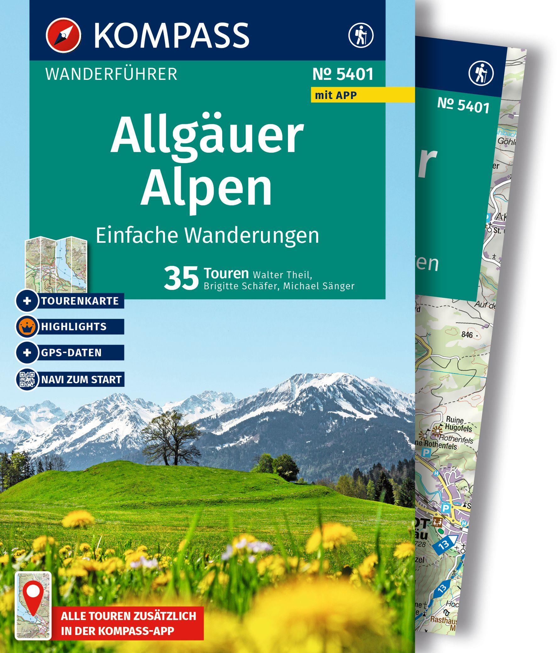 Vorderes Coverbild KOMPASS Wanderführer Allgäuer Alpen, einfache Wanderungen, 35 Touren mit Extra-Tourenkarte