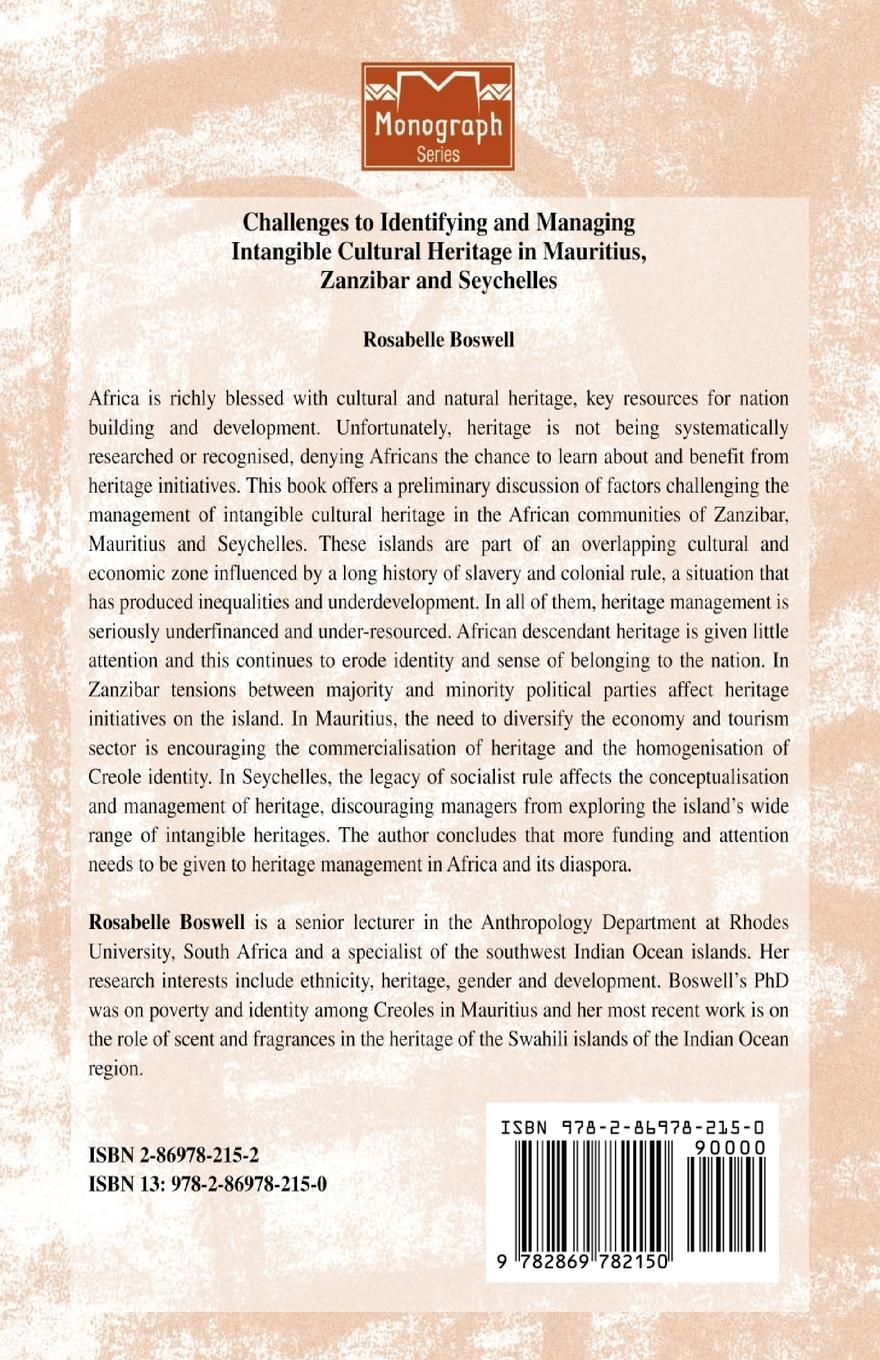 Rückseitencover Challenges to Identifying and Managing Intangible Cultural Heritage in Mauritius, Zanzibar and Seychelles