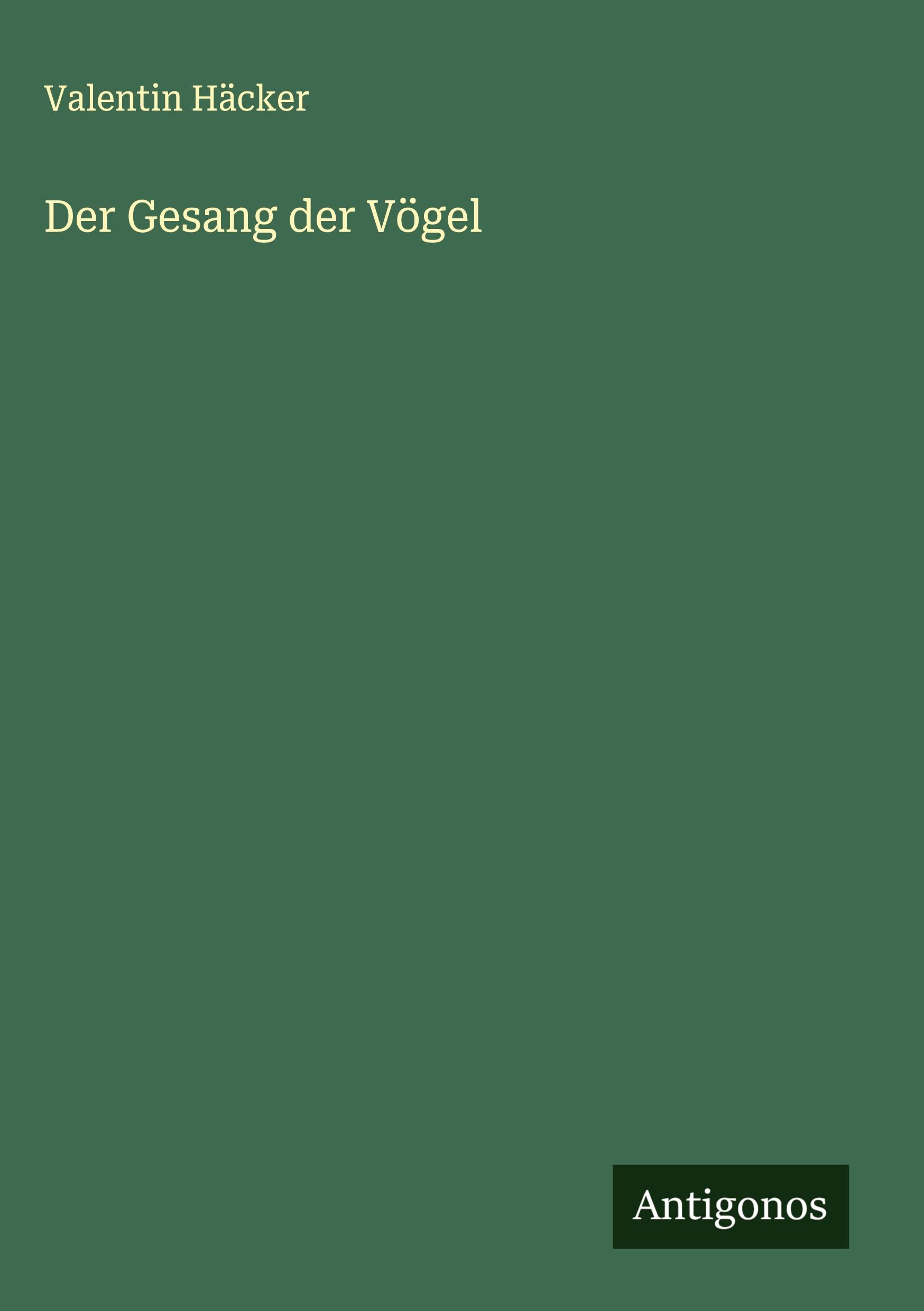 Vorderes Coverbild Der Gesang der Vögel