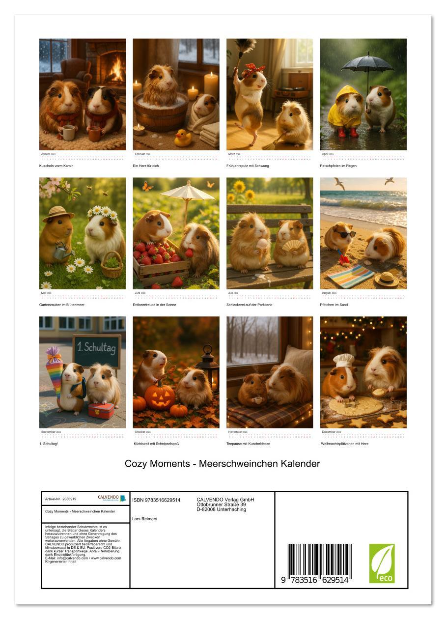 Beispielinhalt (Bild) Cozy Moments - Meerschweinchen Kalender (Wandkalender 2026 DIN A4 hoch), CALVENDO Monatskalender